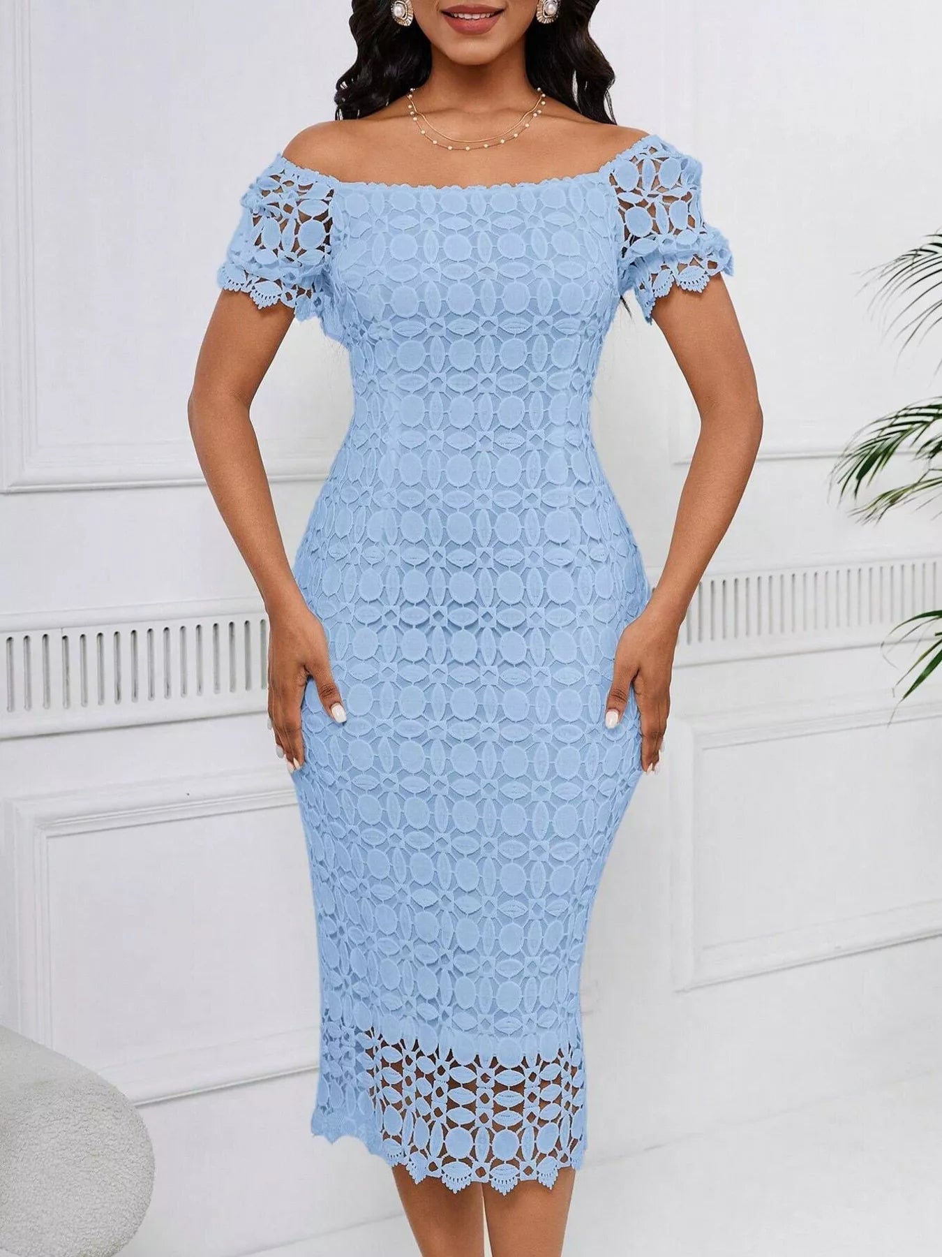 Lace Short Sleeve Midi Dress - Flip Flop Dynasty