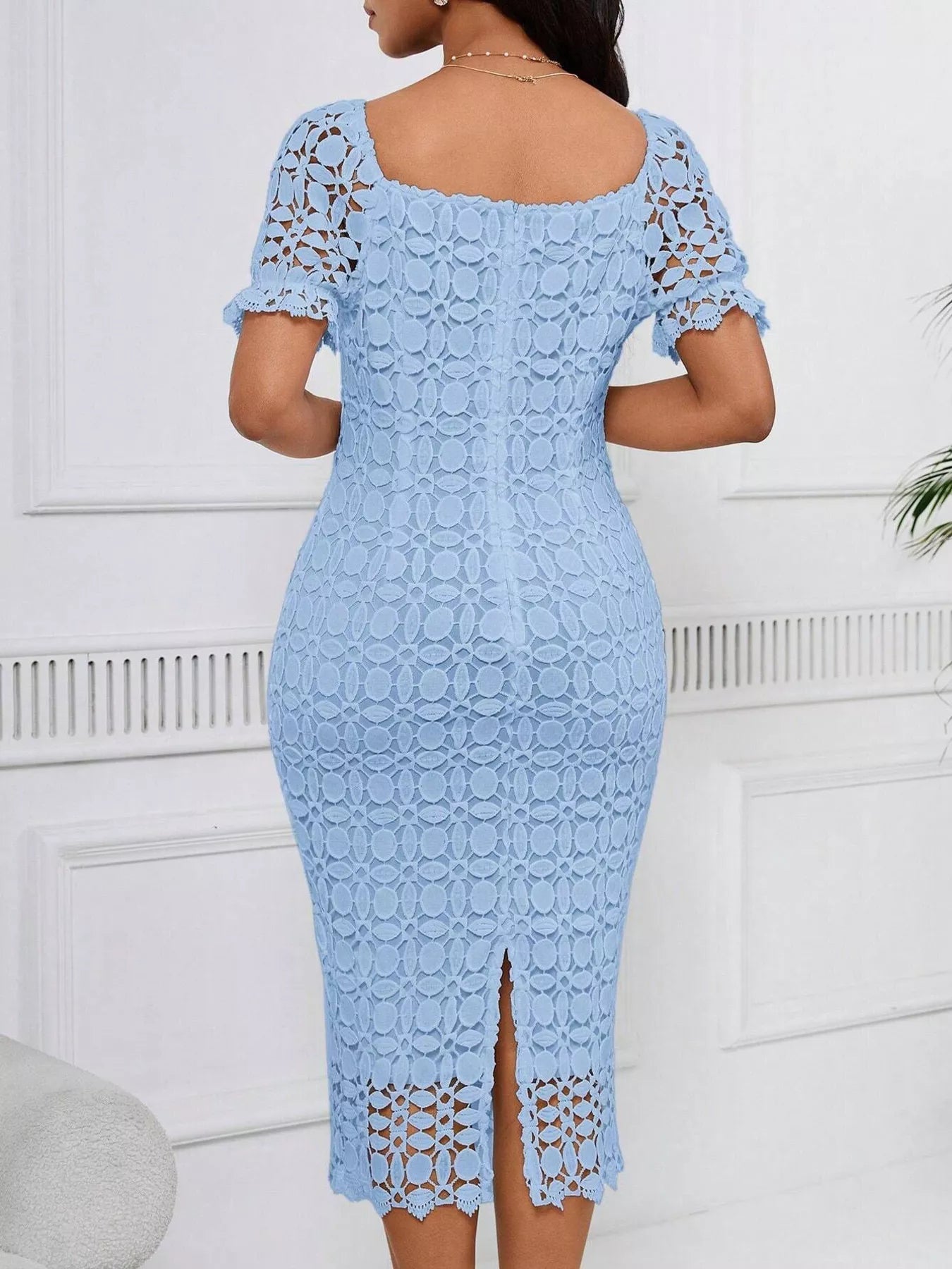 Lace Short Sleeve Midi Dress - Flip Flop Dynasty