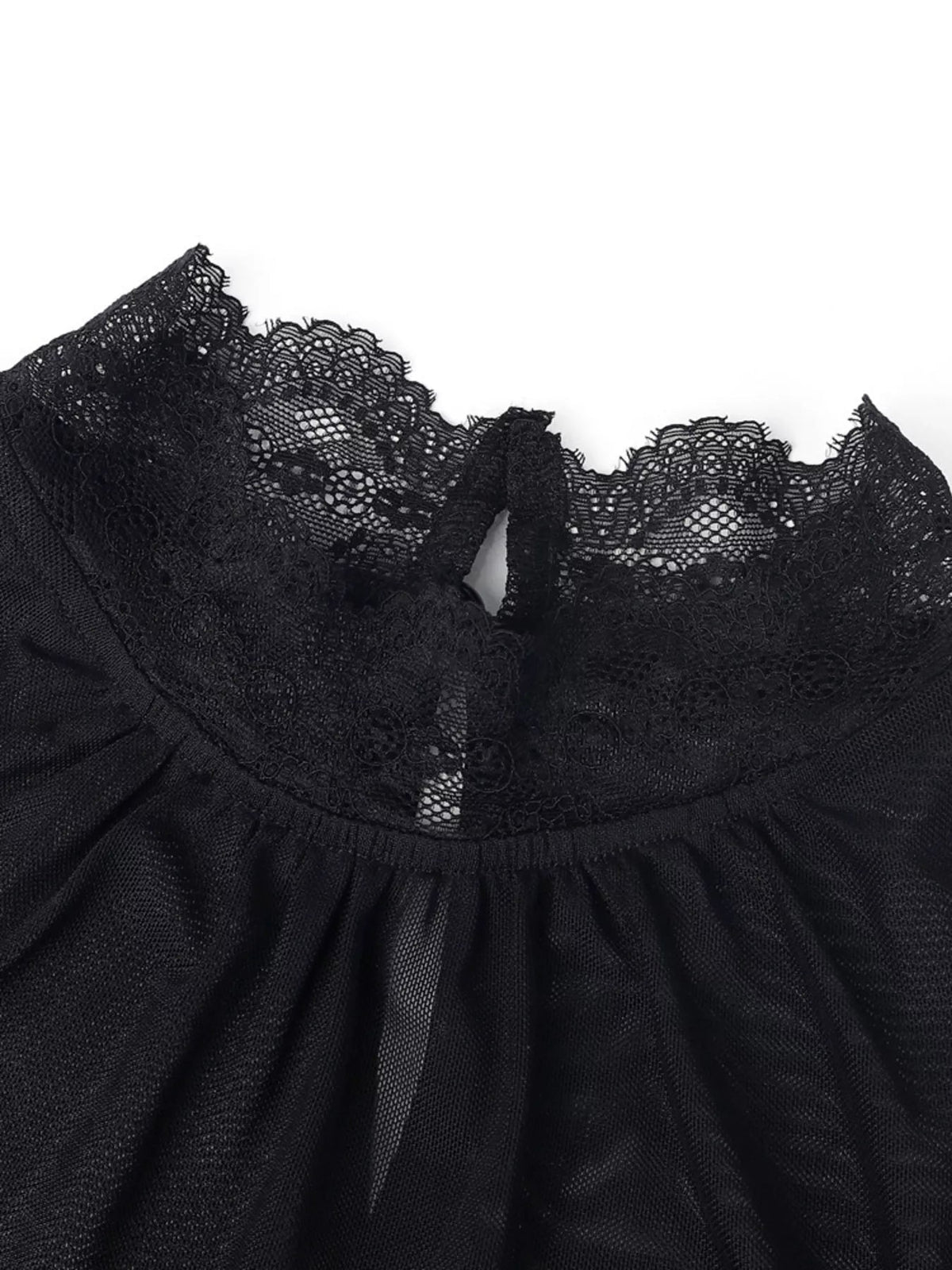 Lace Trim Velvet Sheer Sleeve Blouse - Flip Flop Dynasty