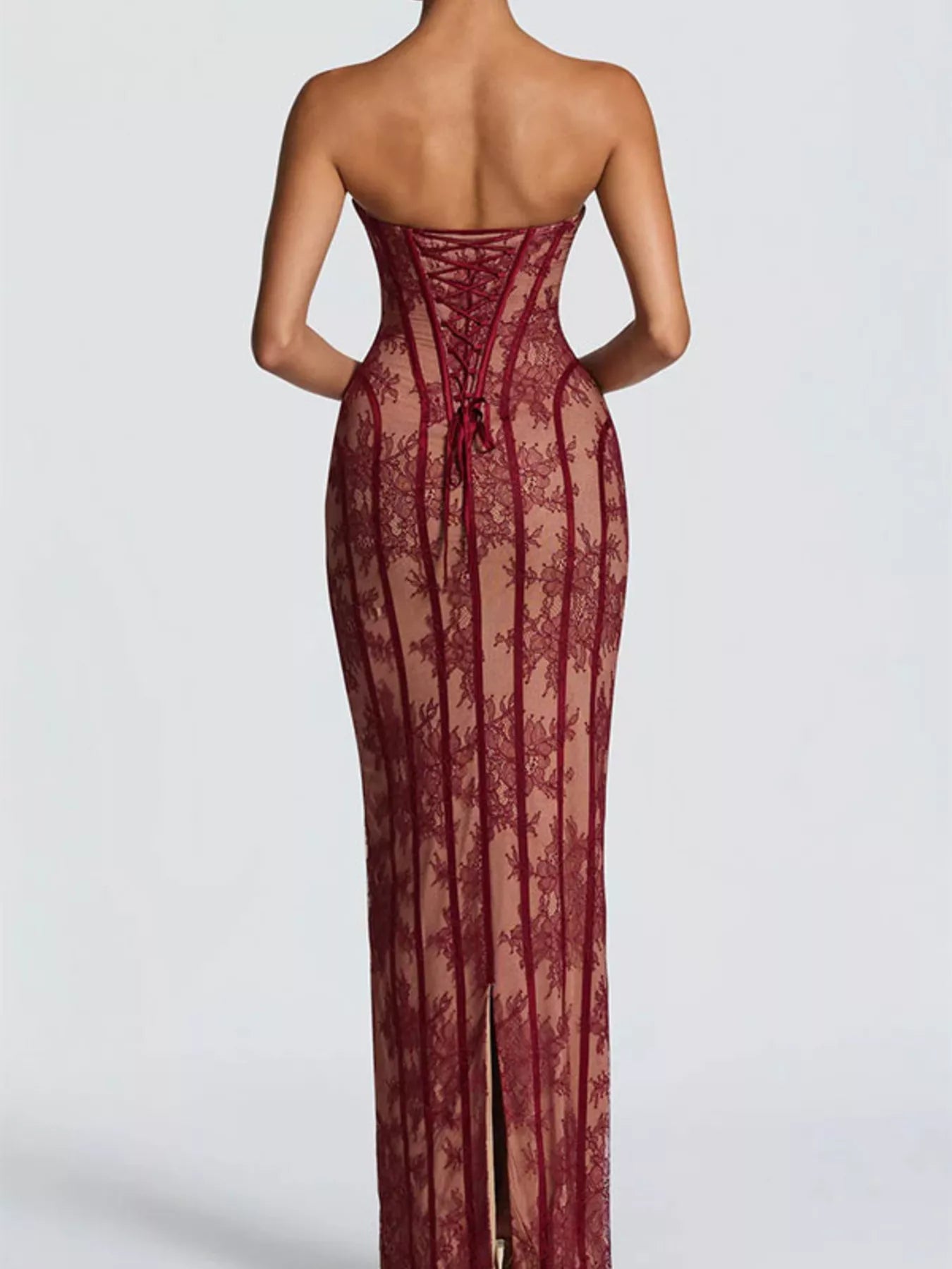 Lace Up Back Strapless Maxi Dress - Flip Flop Dynasty