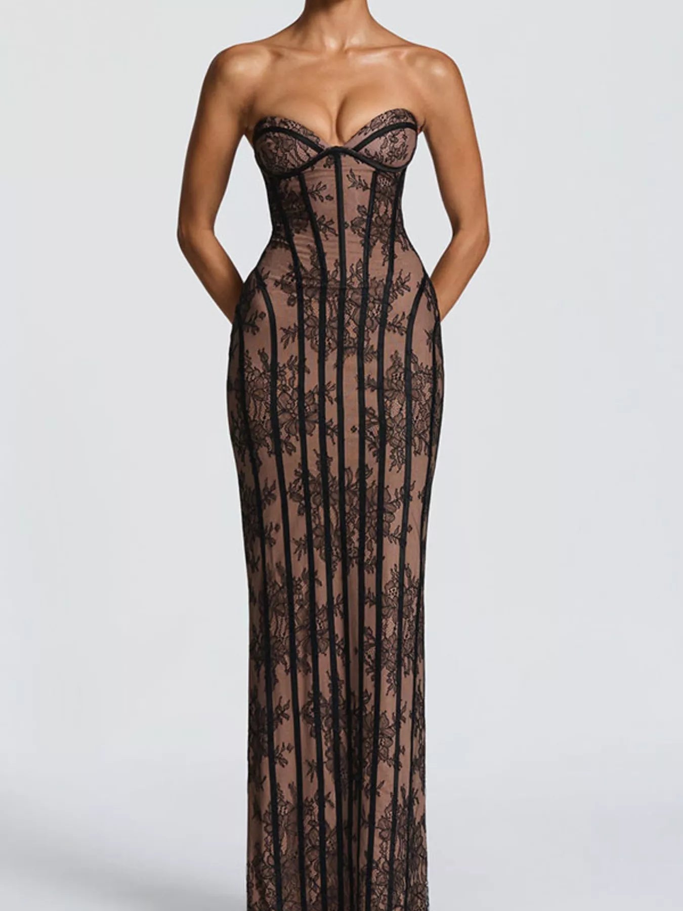 Lace Up Back Strapless Maxi Dress - Flip Flop Dynasty