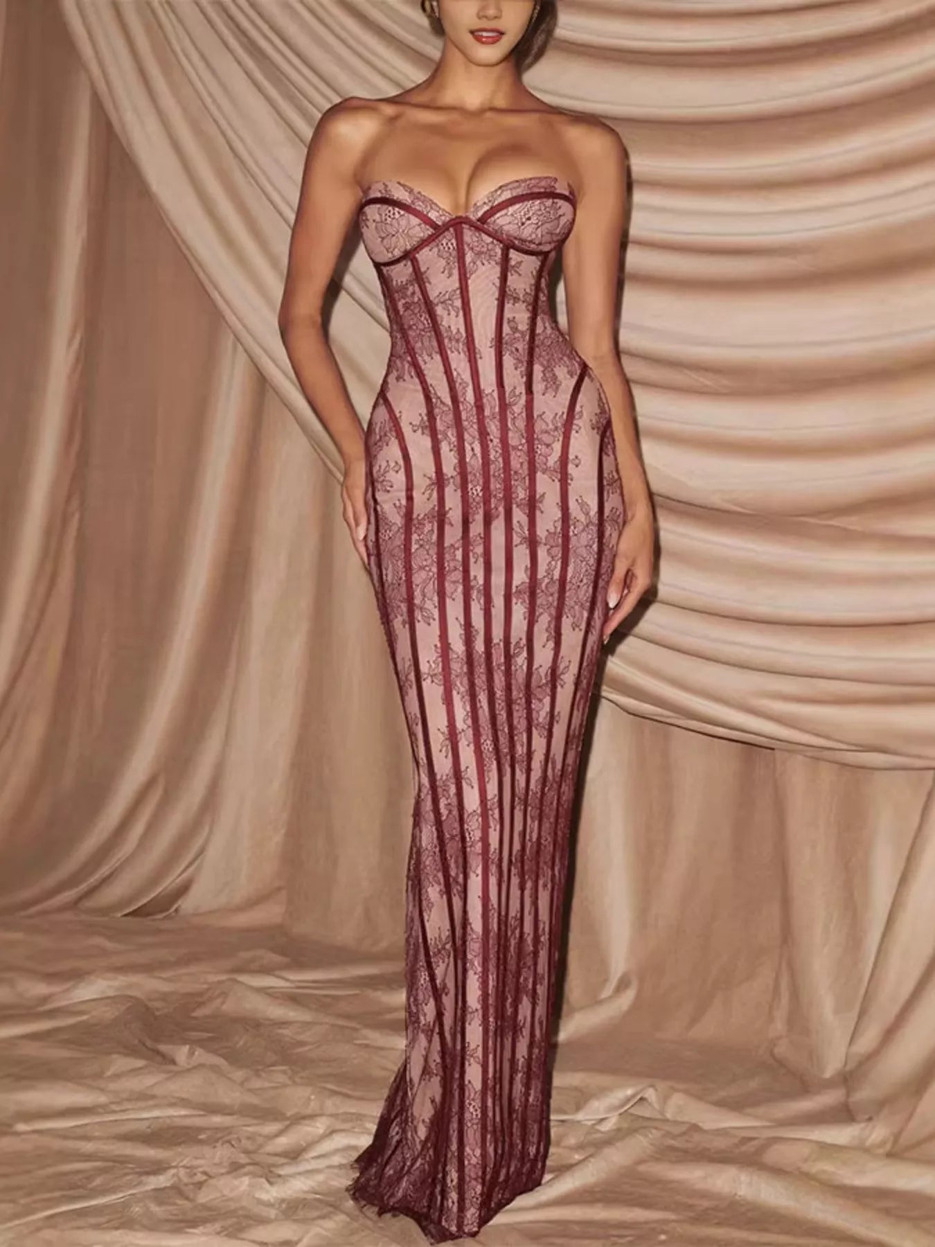 Lace Up Back Strapless Maxi Dress - Flip Flop Dynasty