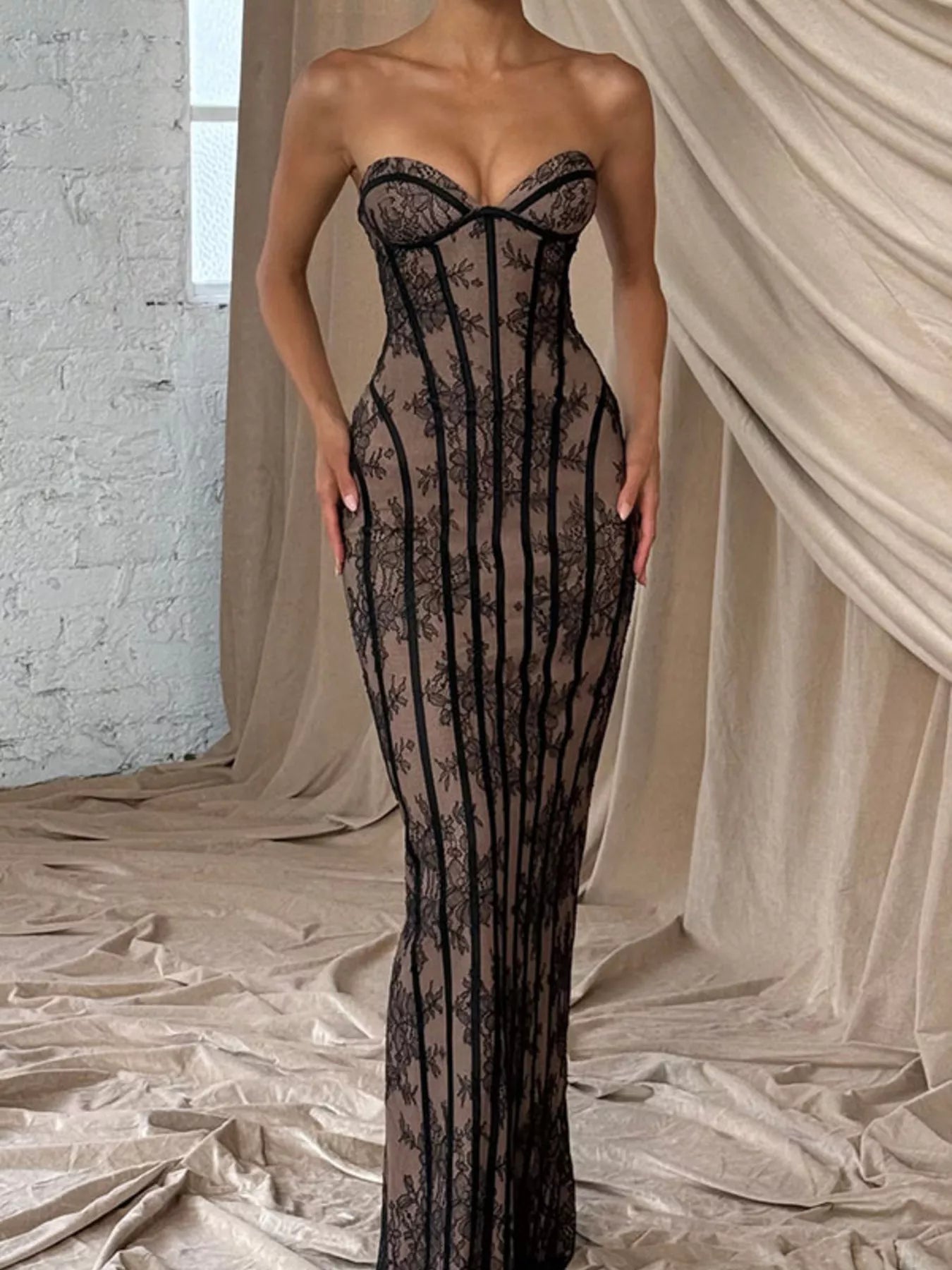 Lace Up Back Strapless Maxi Dress - Flip Flop Dynasty