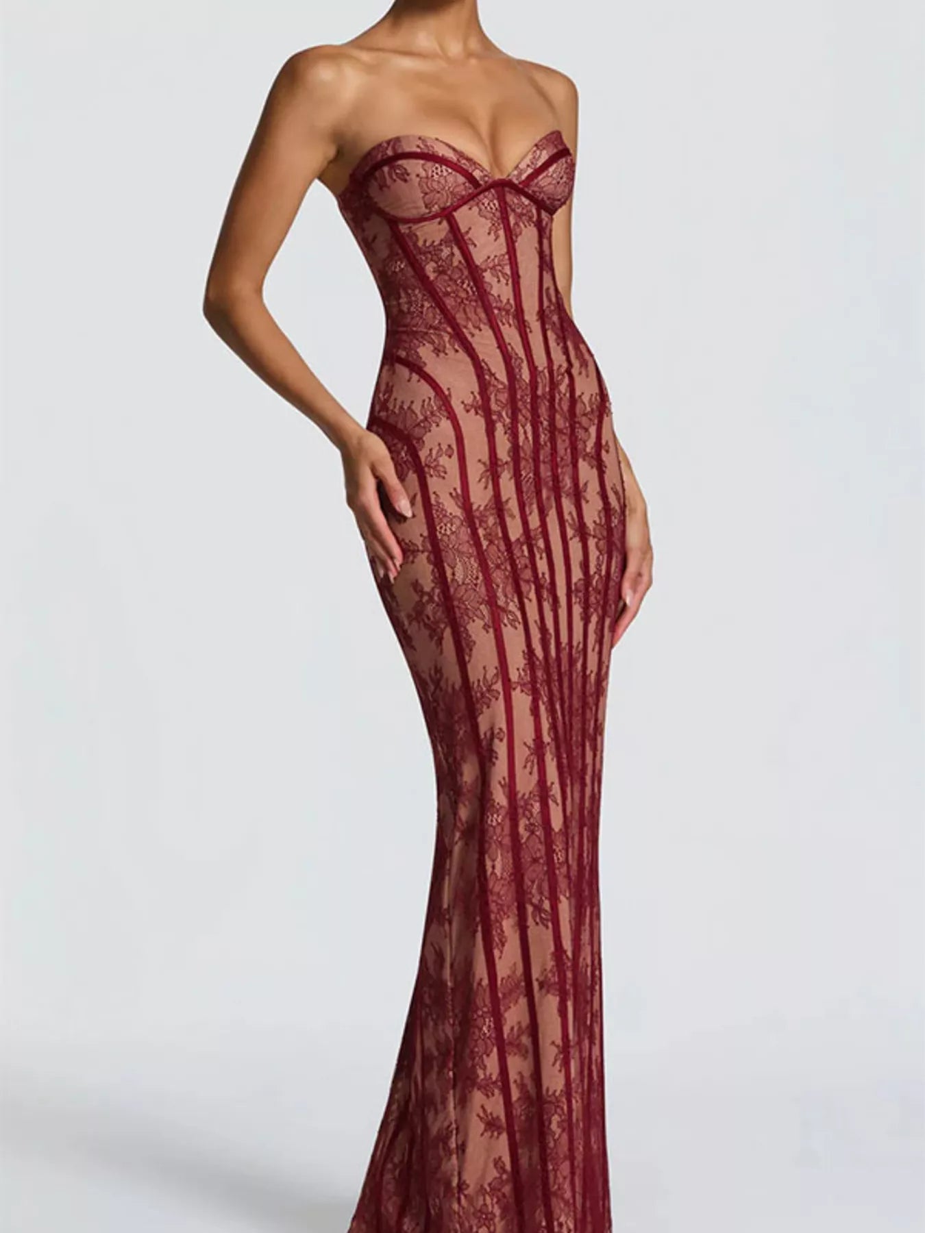 Lace Up Back Strapless Maxi Dress - Flip Flop Dynasty