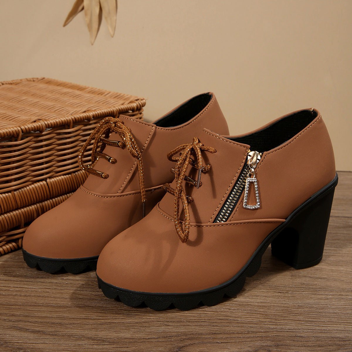 Lace-Up Block Heel Pumps - Flip Flop Dynasty