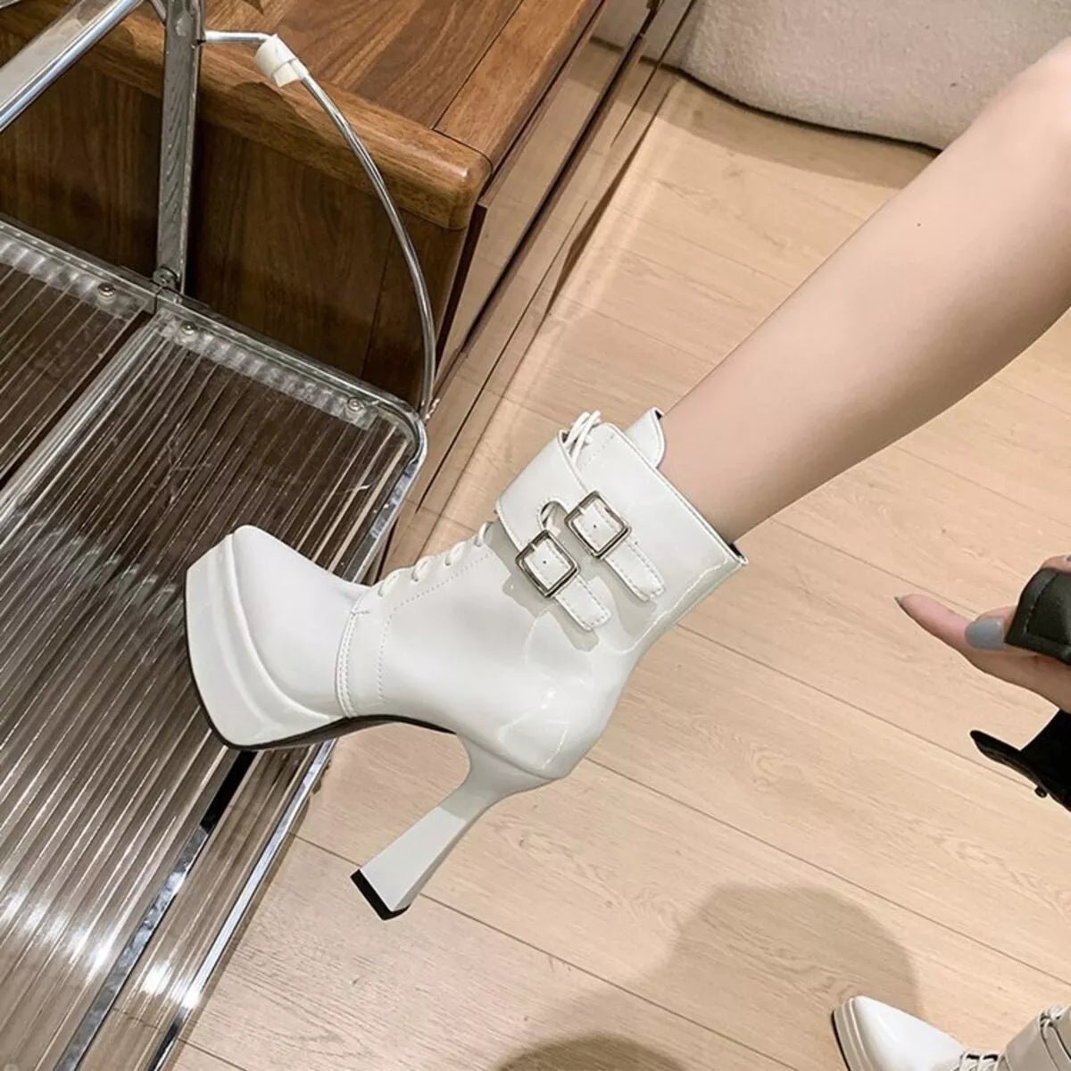 Lace Up Block Heels Boots - Flip Flop Dynasty