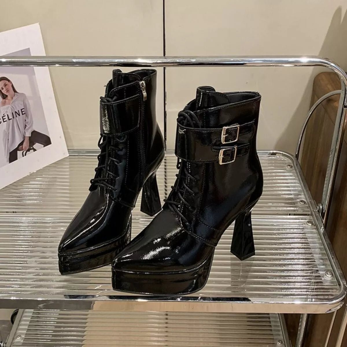 Lace Up Block Heels Boots - Flip Flop Dynasty