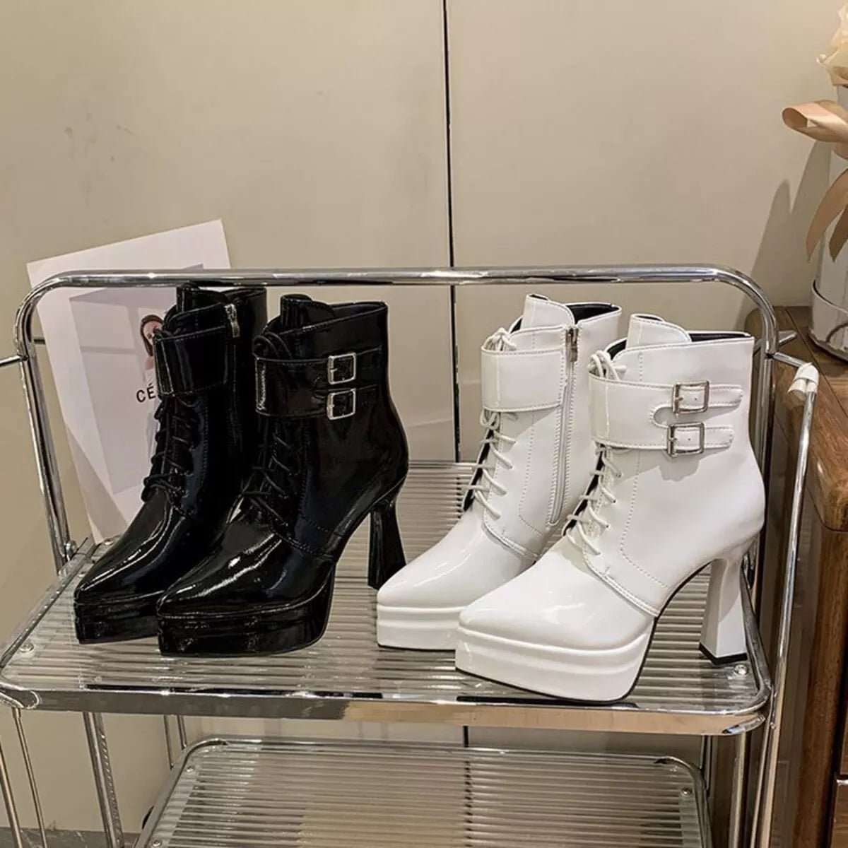 Lace Up Block Heels Boots - Flip Flop Dynasty