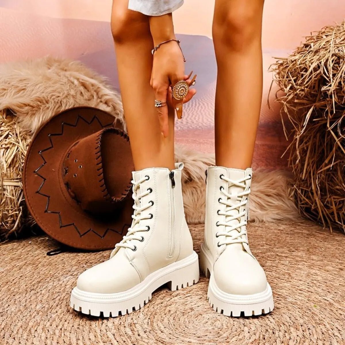 Lace - Up Platform Boots - Flip Flop Dynasty