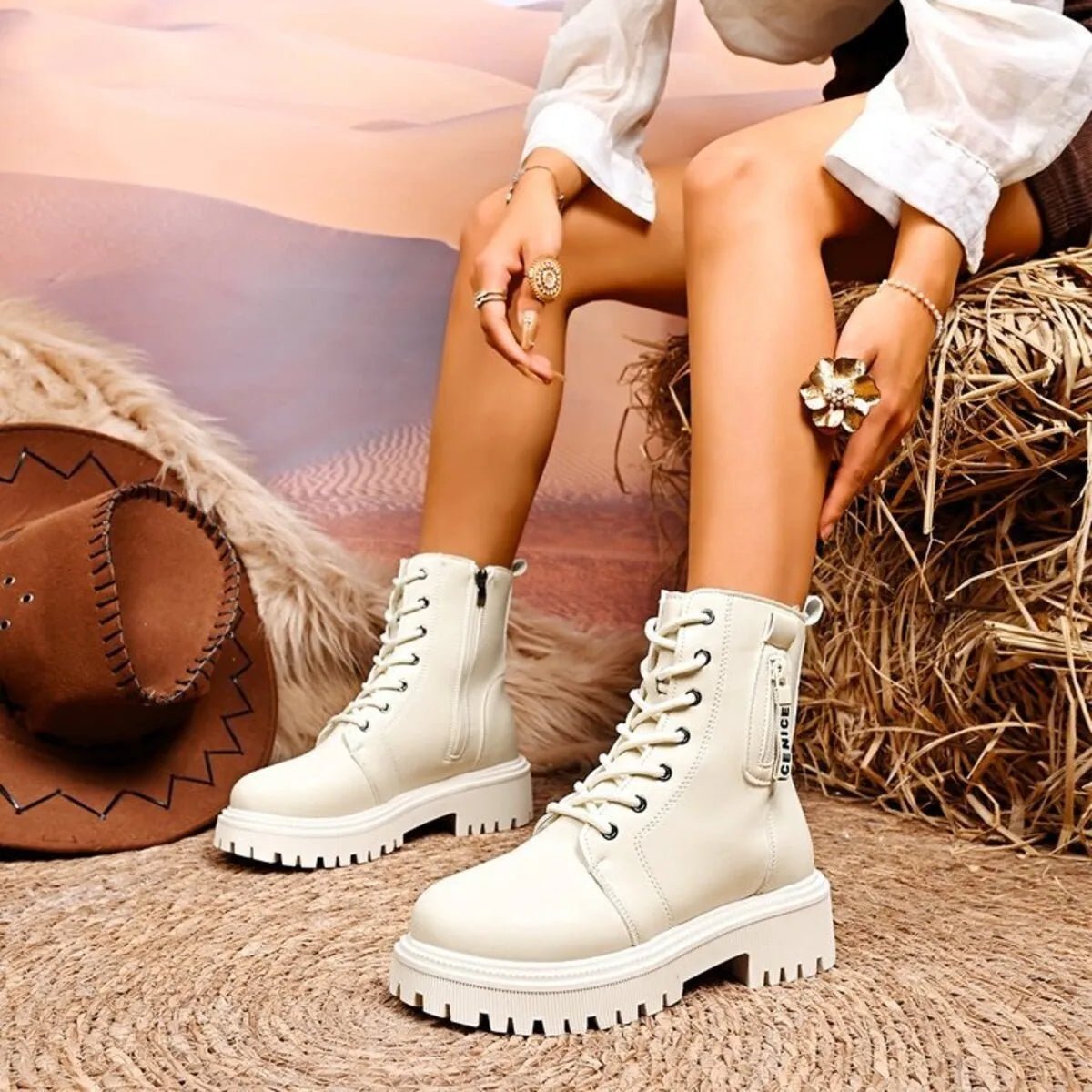 Lace - Up Platform Boots - Flip Flop Dynasty