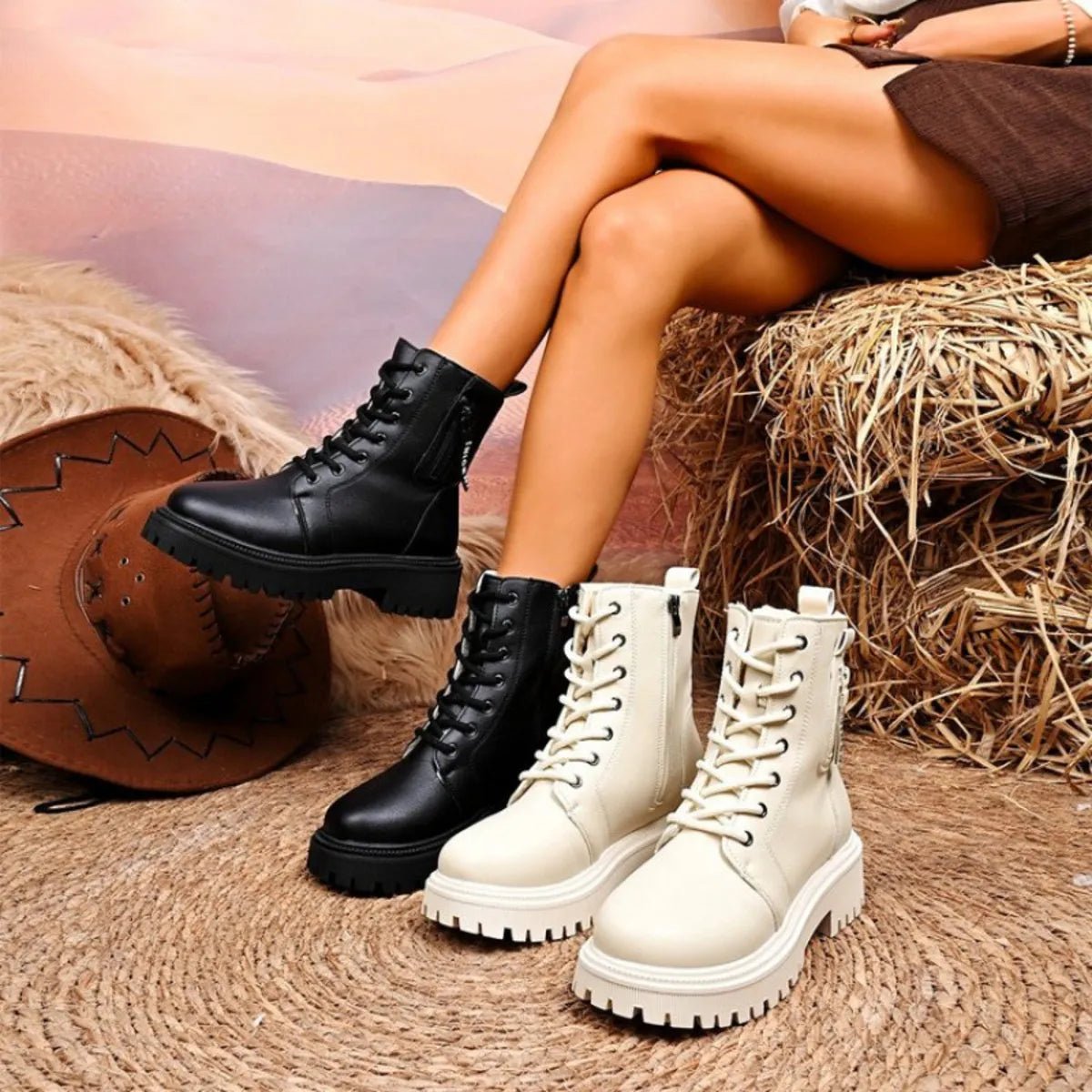 Lace - Up Platform Boots - Flip Flop Dynasty