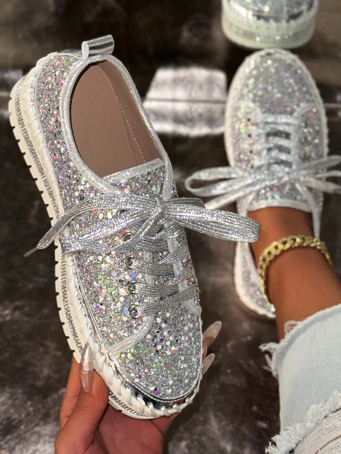 Lace Up Round Toe Platform Sneakers - Flip Flop Dynasty