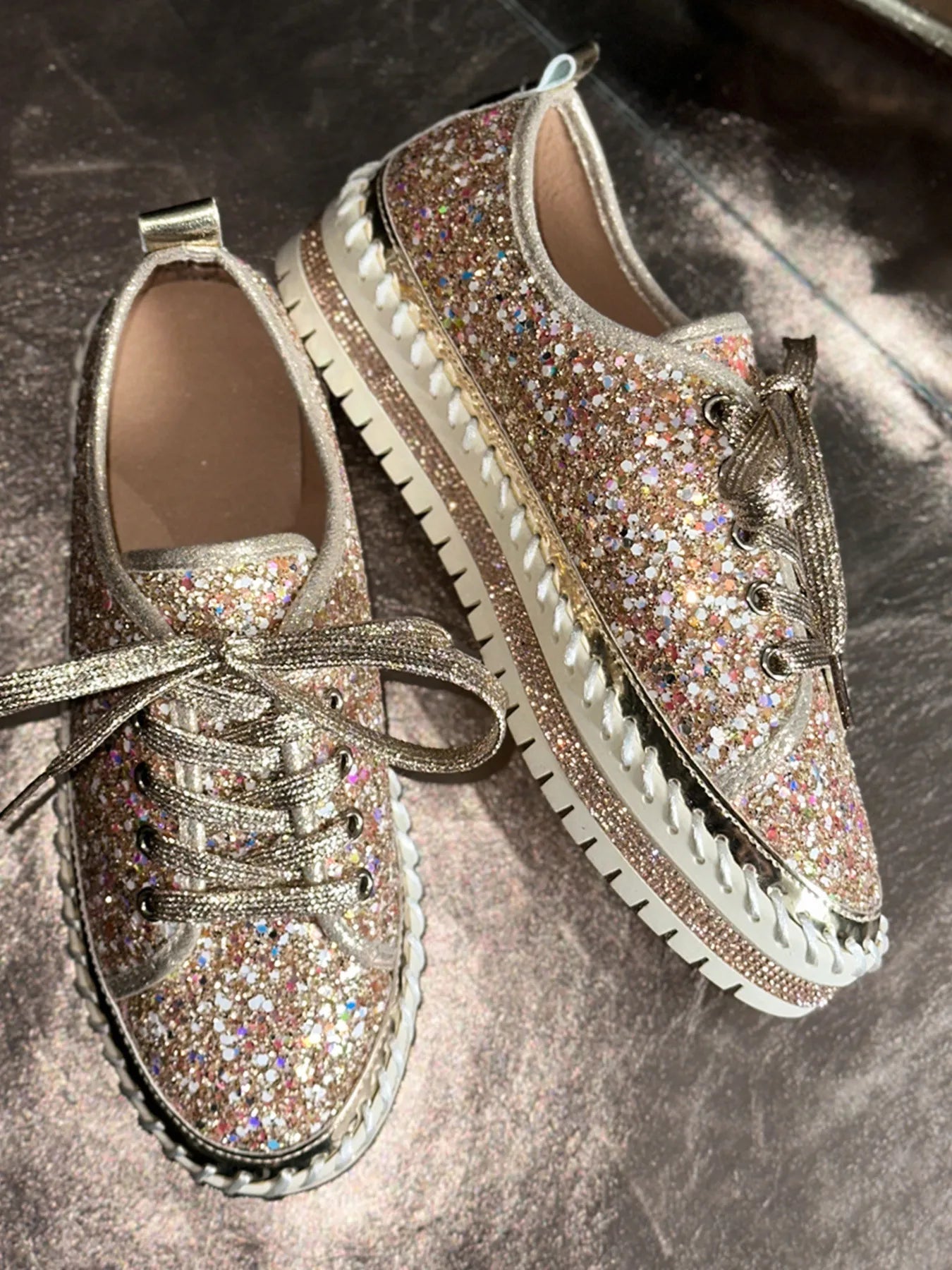 Lace Up Round Toe Platform Sneakers - Flip Flop Dynasty