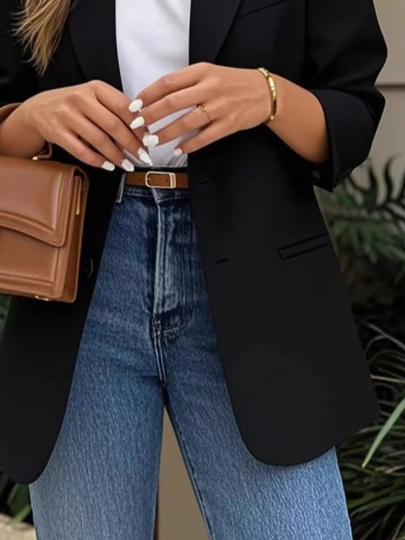 Lapel Collar Long Sleeve Blazer - Flip Flop Dynasty