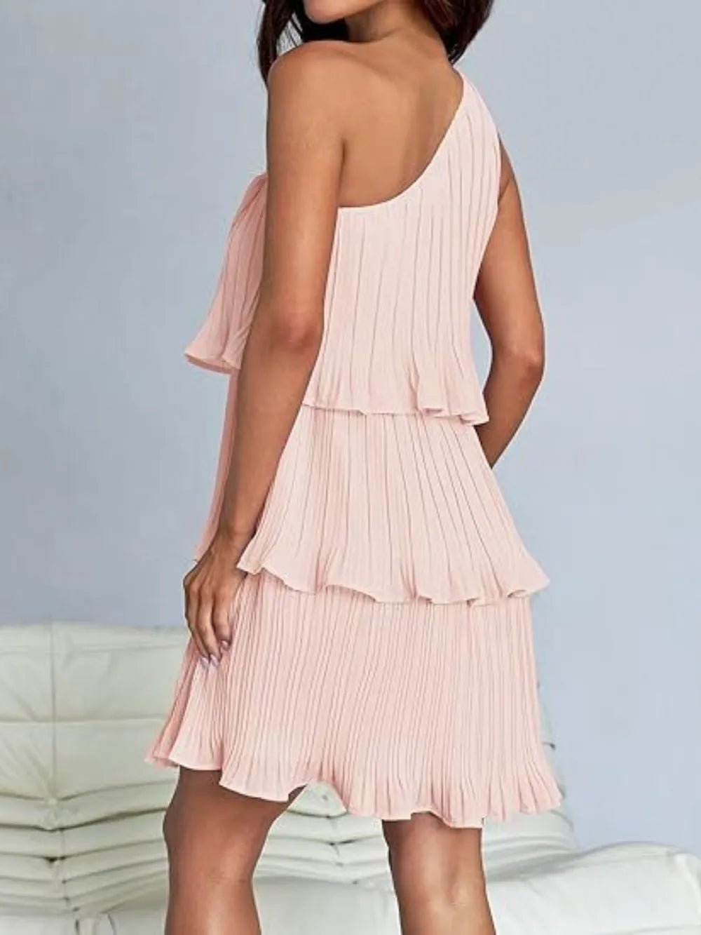 Layered Single Shoulder Mini Dress - Flip Flop Dynasty