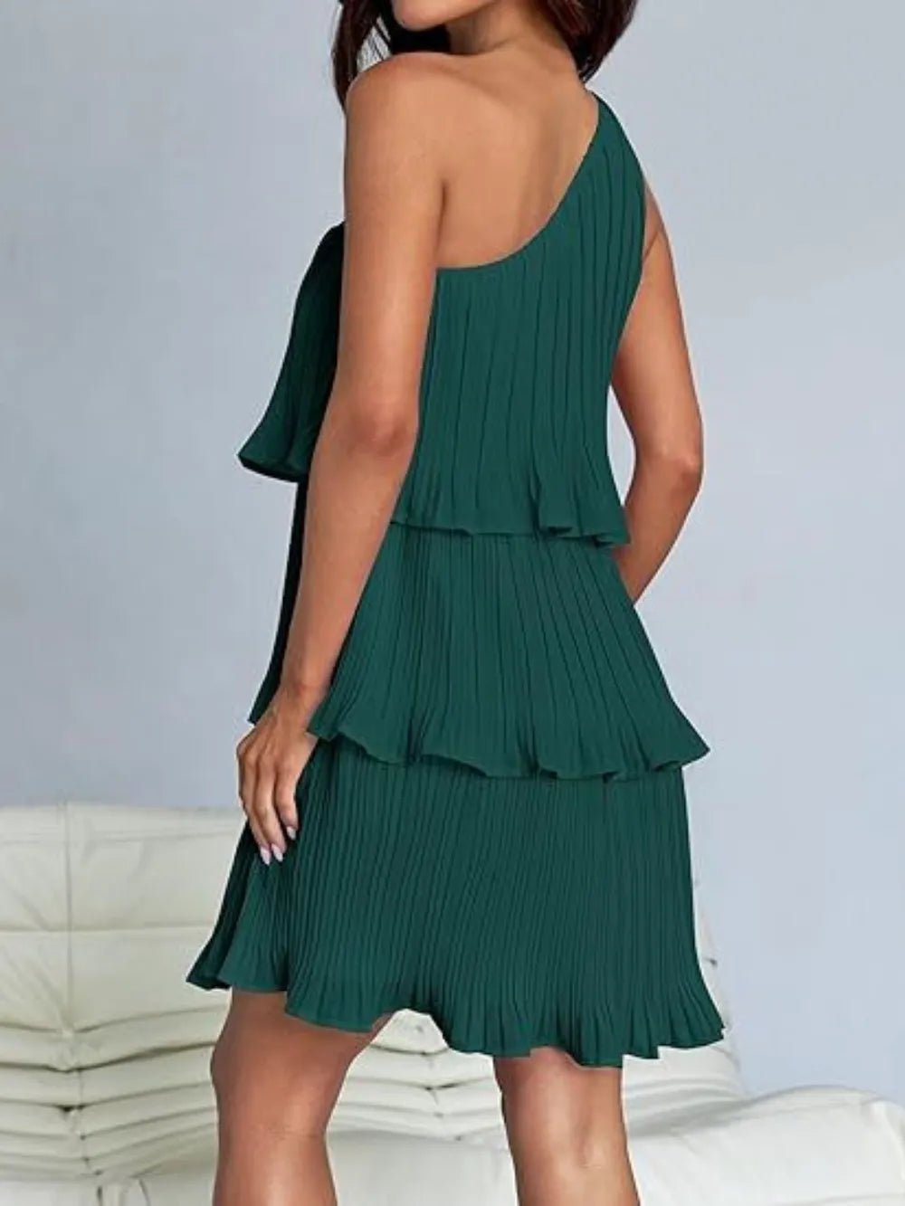 Layered Single Shoulder Mini Dress - Flip Flop Dynasty