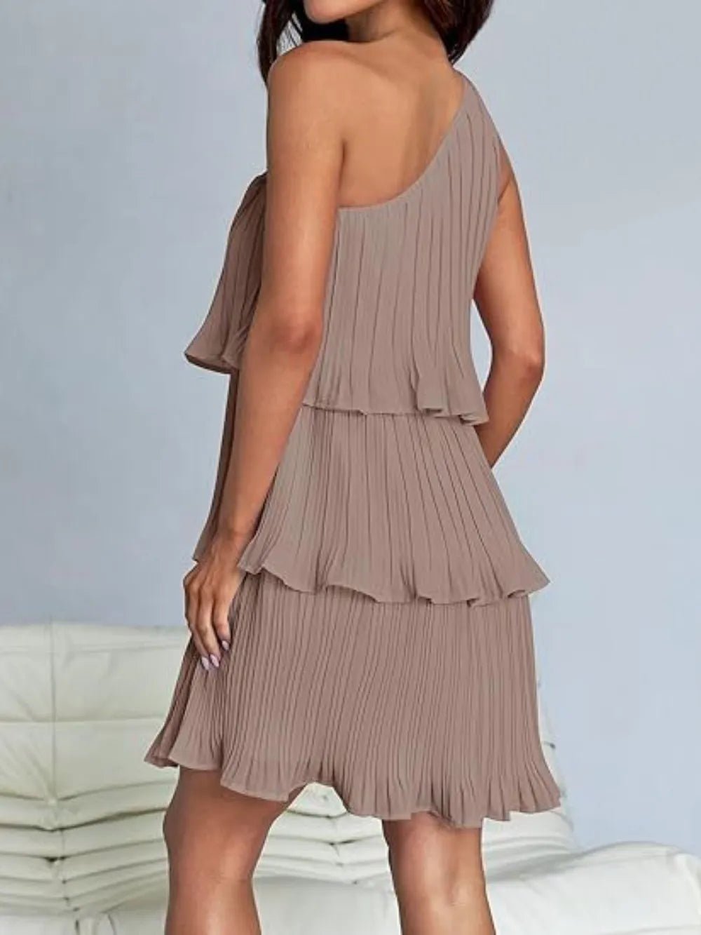 Layered Single Shoulder Mini Dress - Flip Flop Dynasty