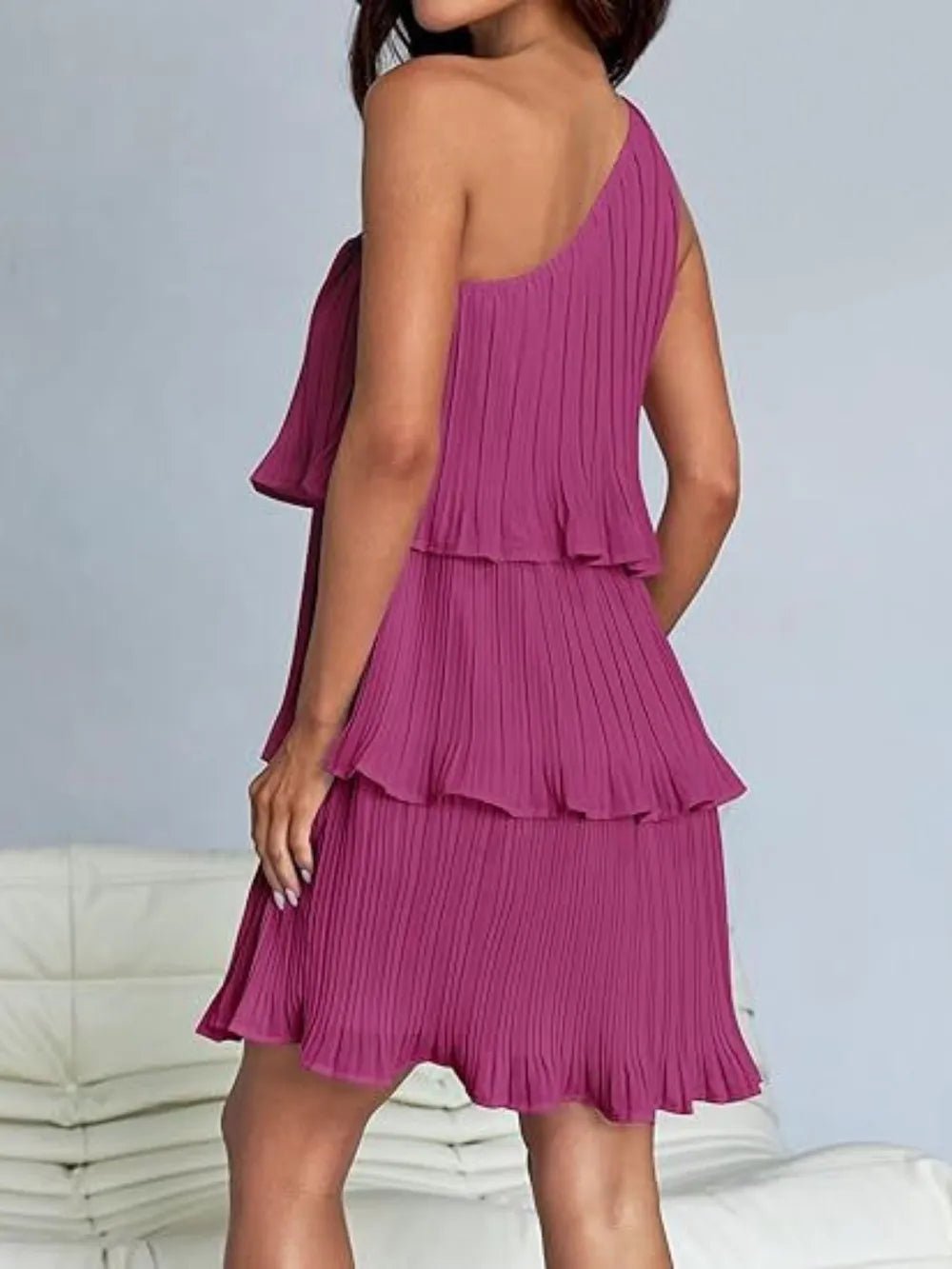 Layered Single Shoulder Mini Dress - Flip Flop Dynasty