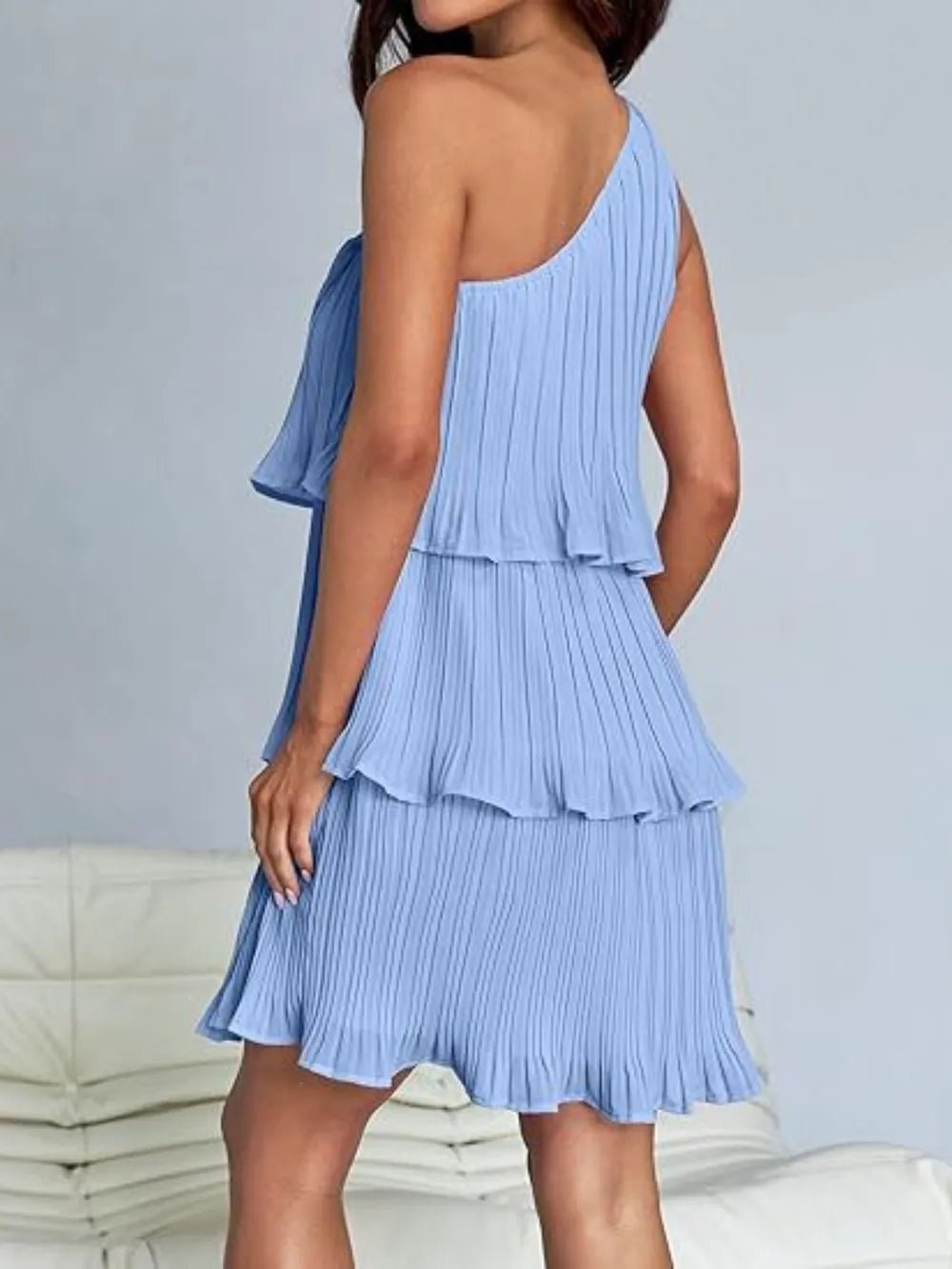 Layered Single Shoulder Mini Dress - Flip Flop Dynasty