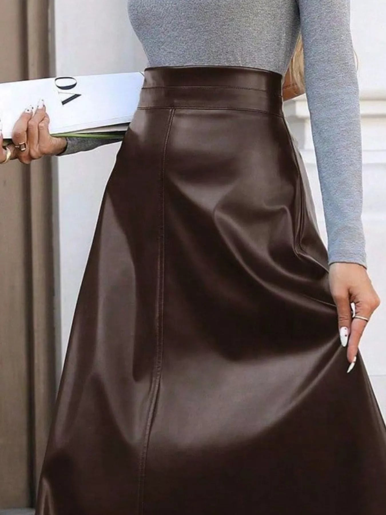 Leather A - Line Midi Skirt - Flip Flop Dynasty