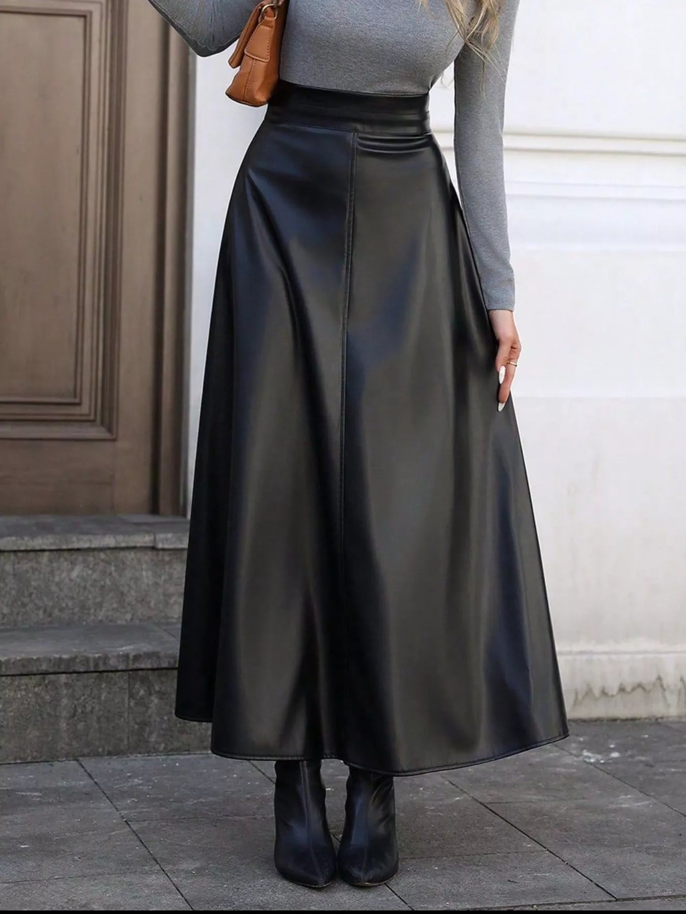 Leather A - Line Midi Skirt - Flip Flop Dynasty