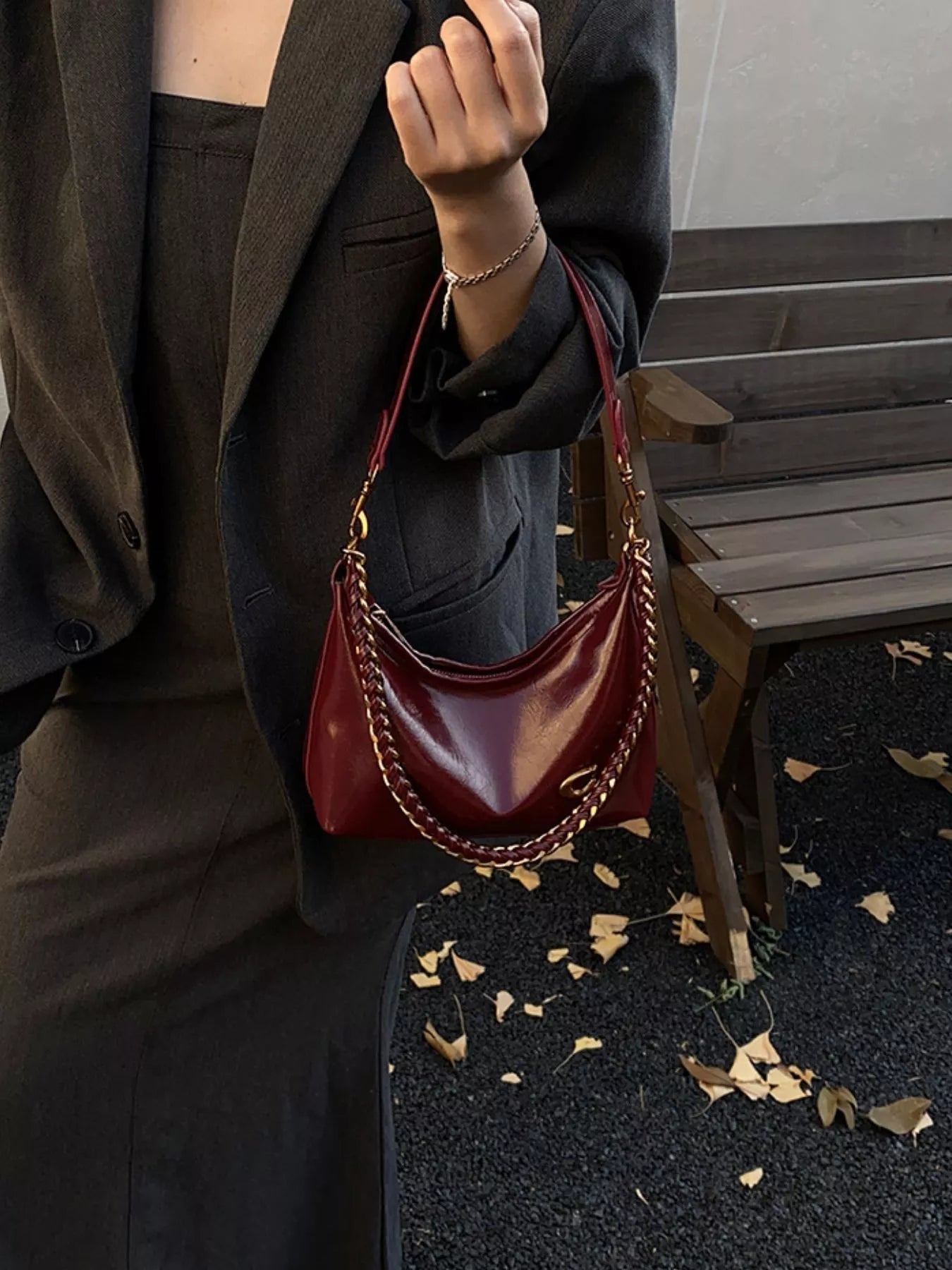 Leather Chain Shoulder Bag - Flip Flop Dynasty