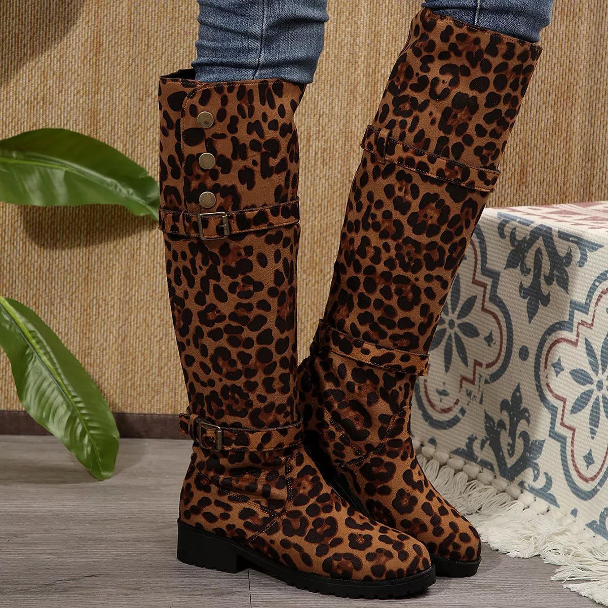 Leopard Block Heels Boots - Flip Flop Dynasty