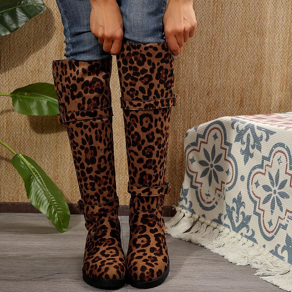 Leopard Block Heels Boots - Flip Flop Dynasty