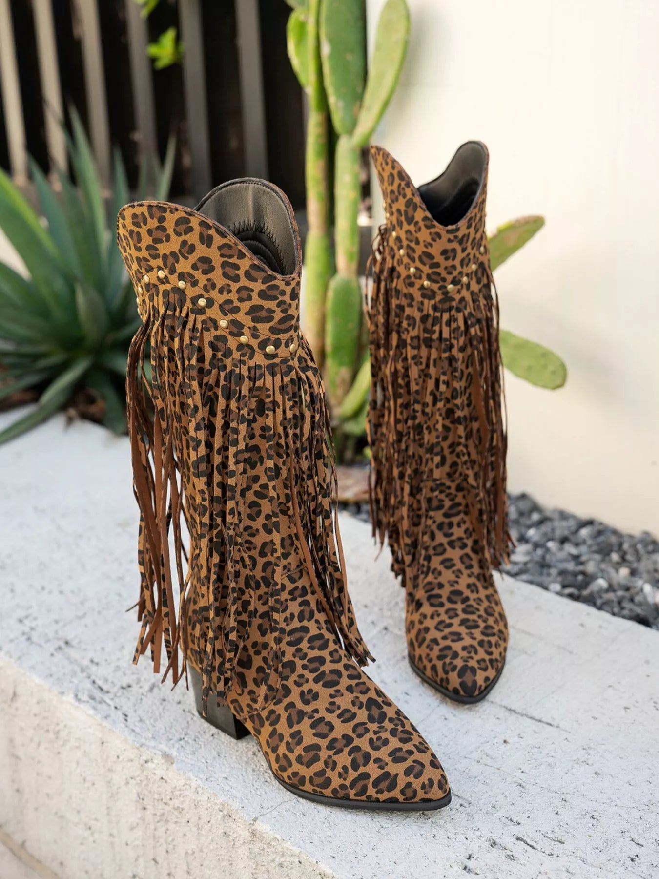 Leopard Fringe Western Boots - Flip Flop Dynasty