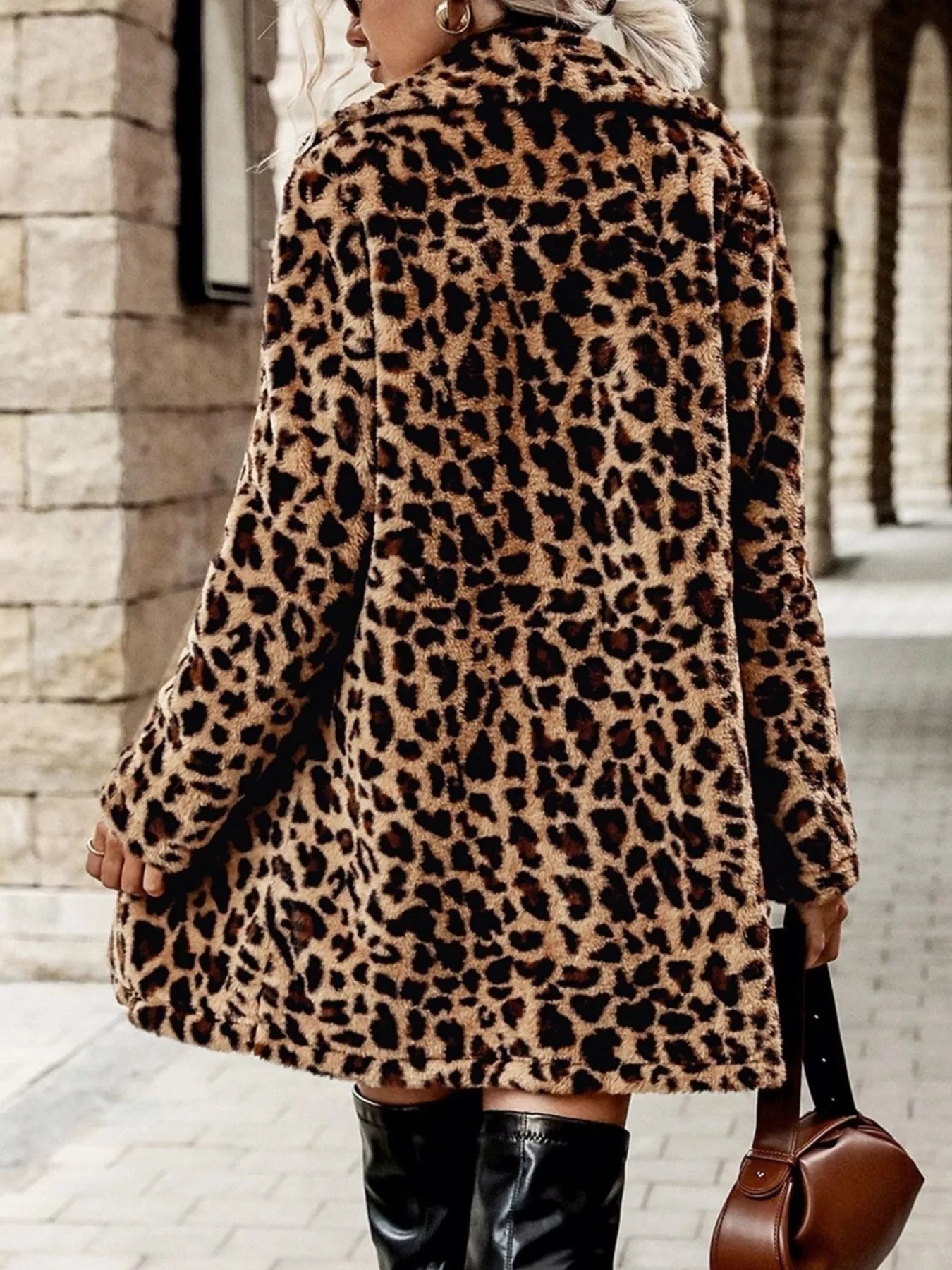 Leopard Print Faux Fur Longline Coat - Flip Flop Dynasty