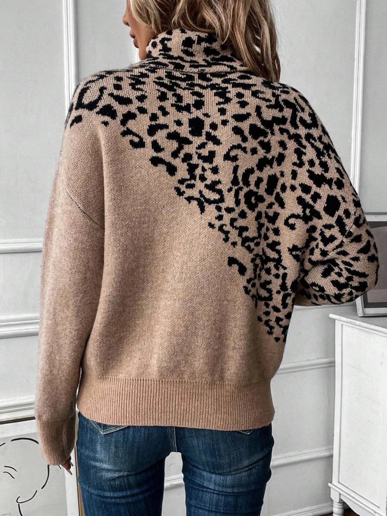 Leopard Turtleneck Long Sleeve Sweater - Flip Flop Dynasty