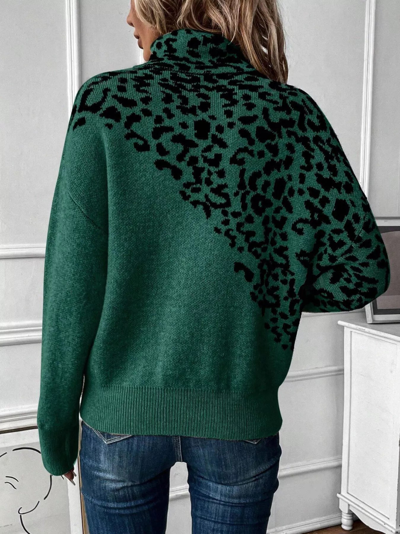 Leopard Turtleneck Long Sleeve Sweater - Flip Flop Dynasty