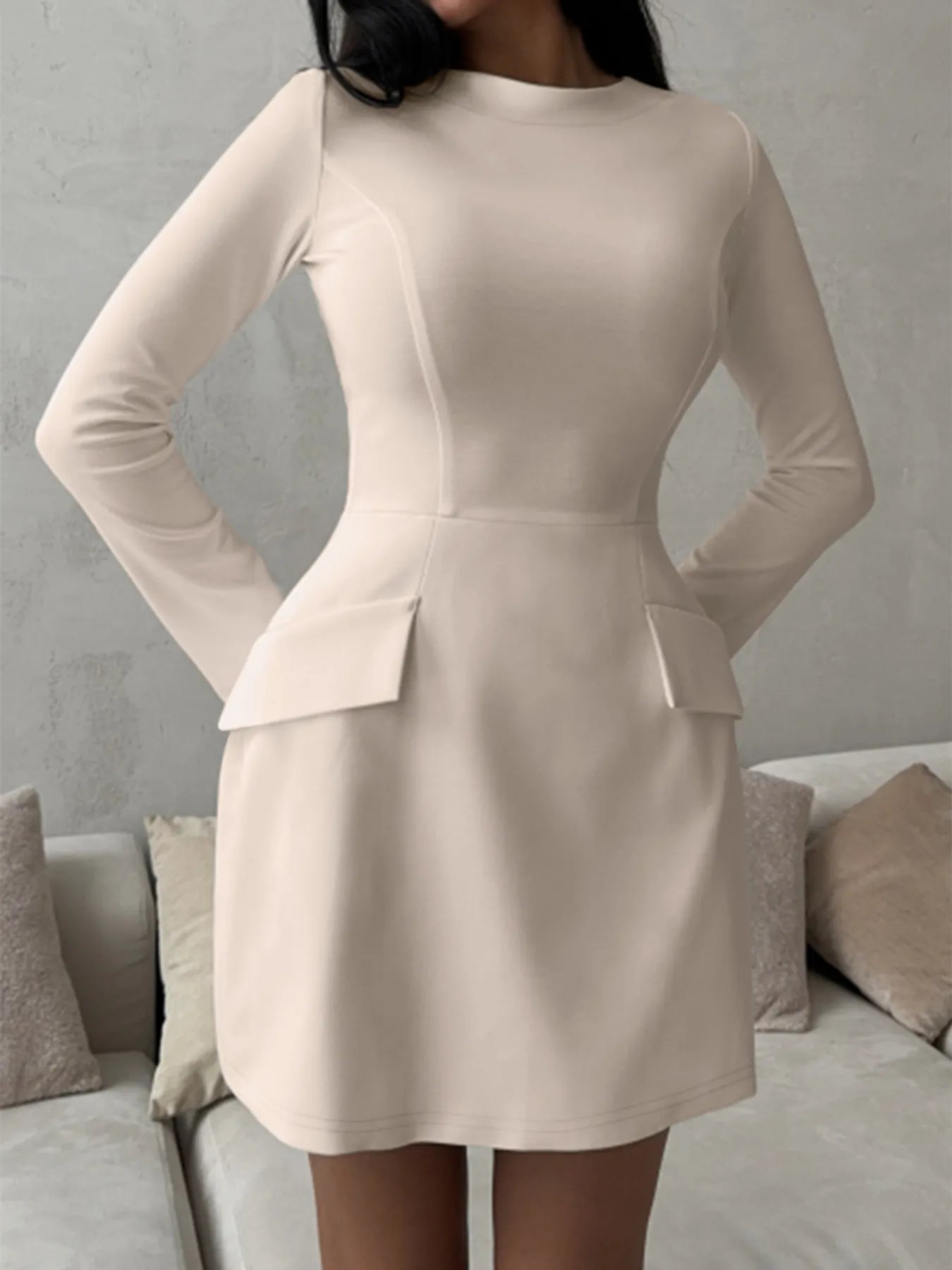 Long Sleeve Bodycon Mini Dress with Pockets - Flip Flop Dynasty