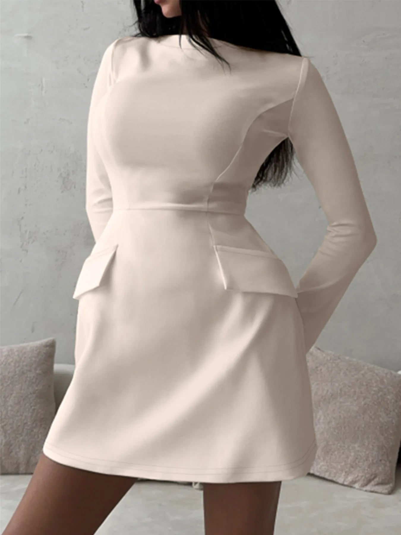 Long Sleeve Bodycon Mini Dress with Pockets - Flip Flop Dynasty