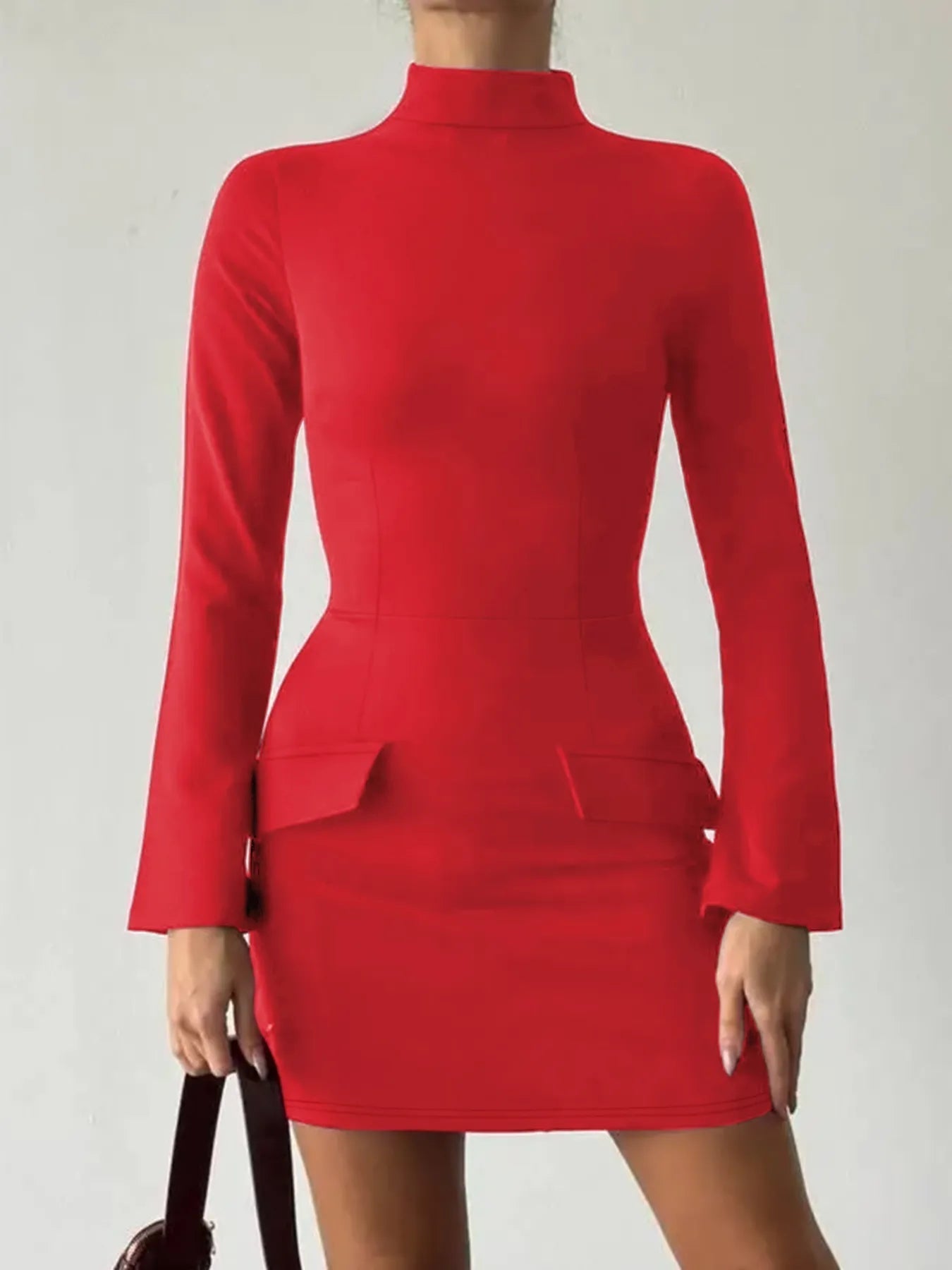 Long Sleeve Bodycon Mini Dress with Pockets - Flip Flop Dynasty