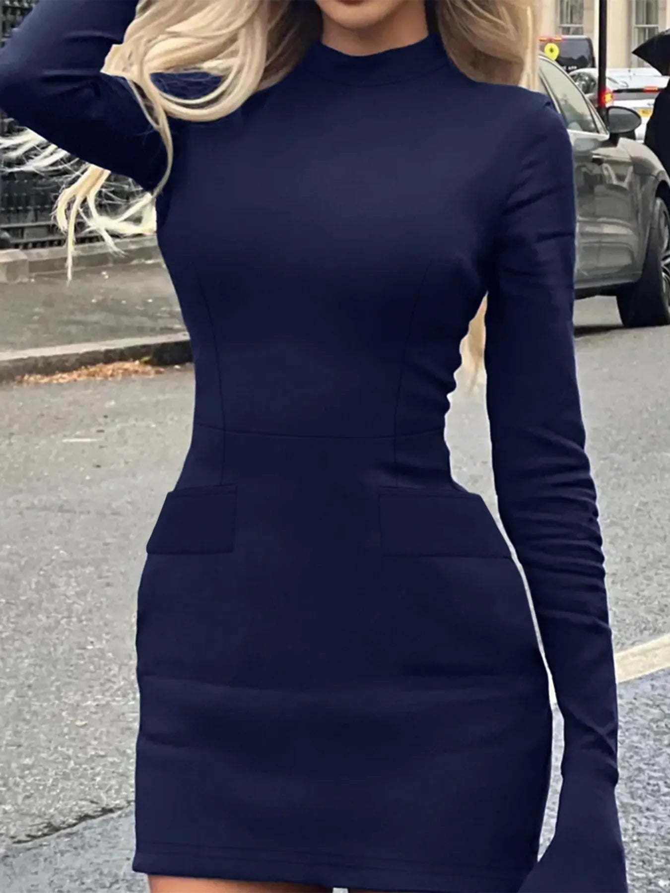 Long Sleeve Bodycon Mini Dress with Pockets - Flip Flop Dynasty