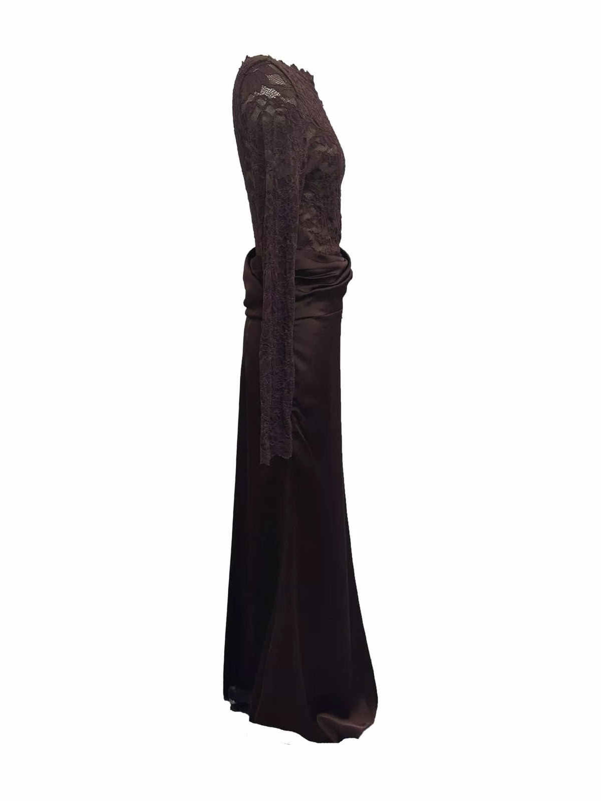 Long-Sleeve Lace and Satin Patchwork Maxi Dress - Flip Flop Dynasty