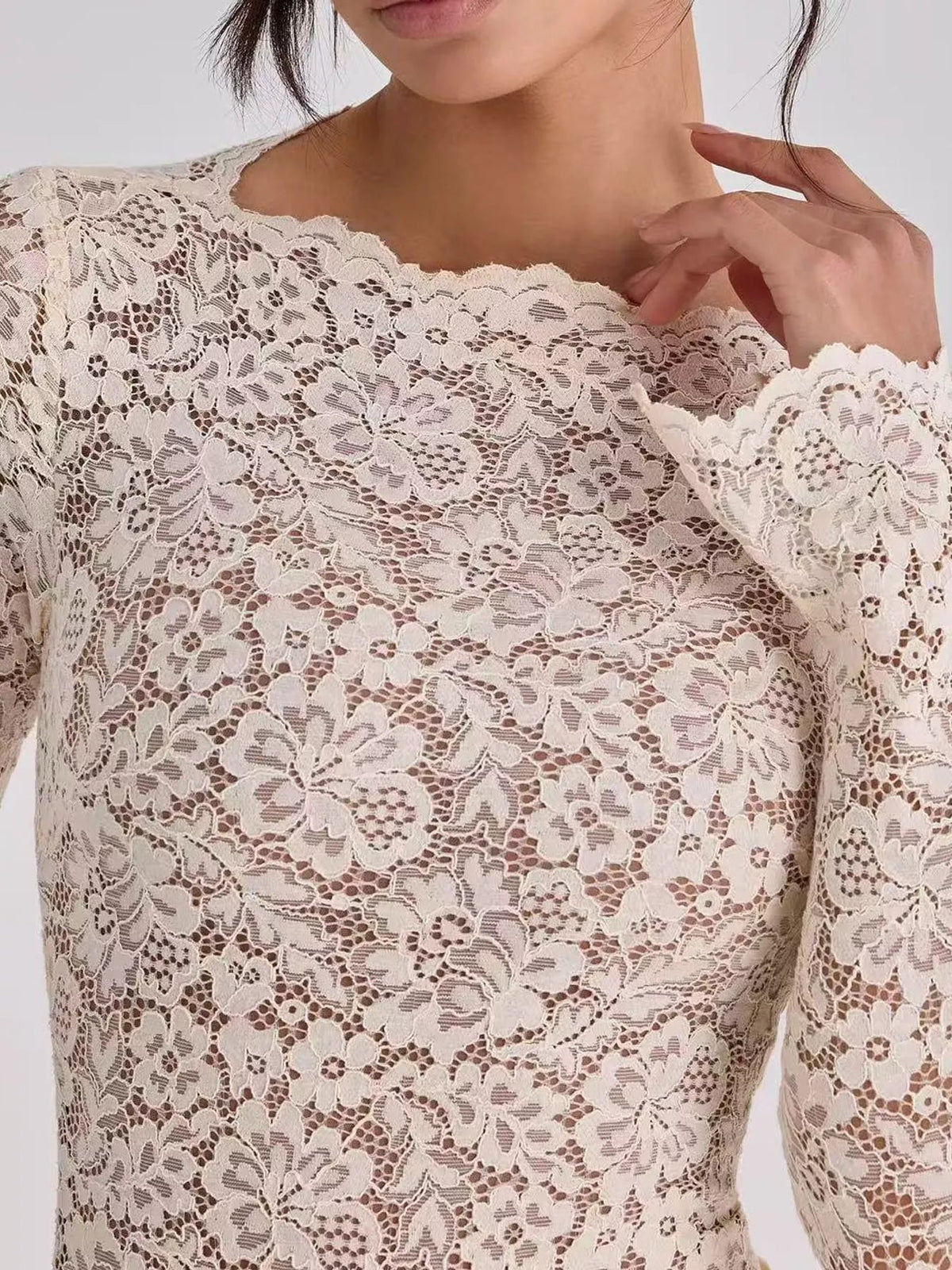 Long-Sleeve Lace and Satin Patchwork Maxi Dress - Flip Flop Dynasty