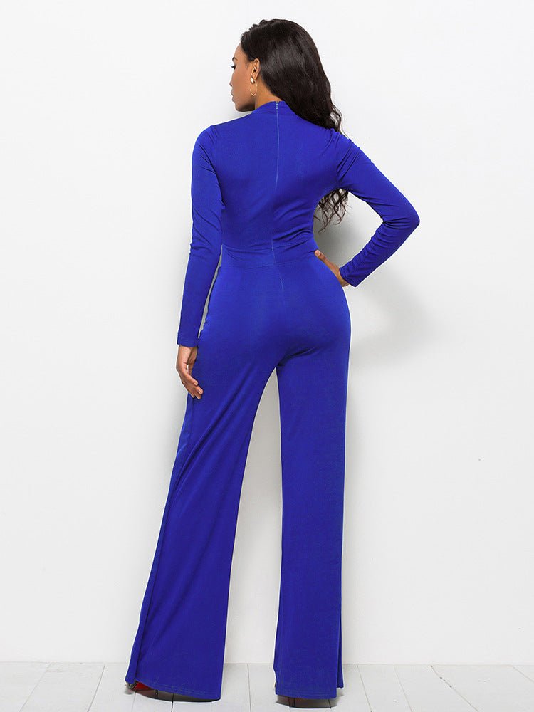 Long Sleeve Mock Neck Wide Leg Jumpsuit - Flip Flop Dynasty