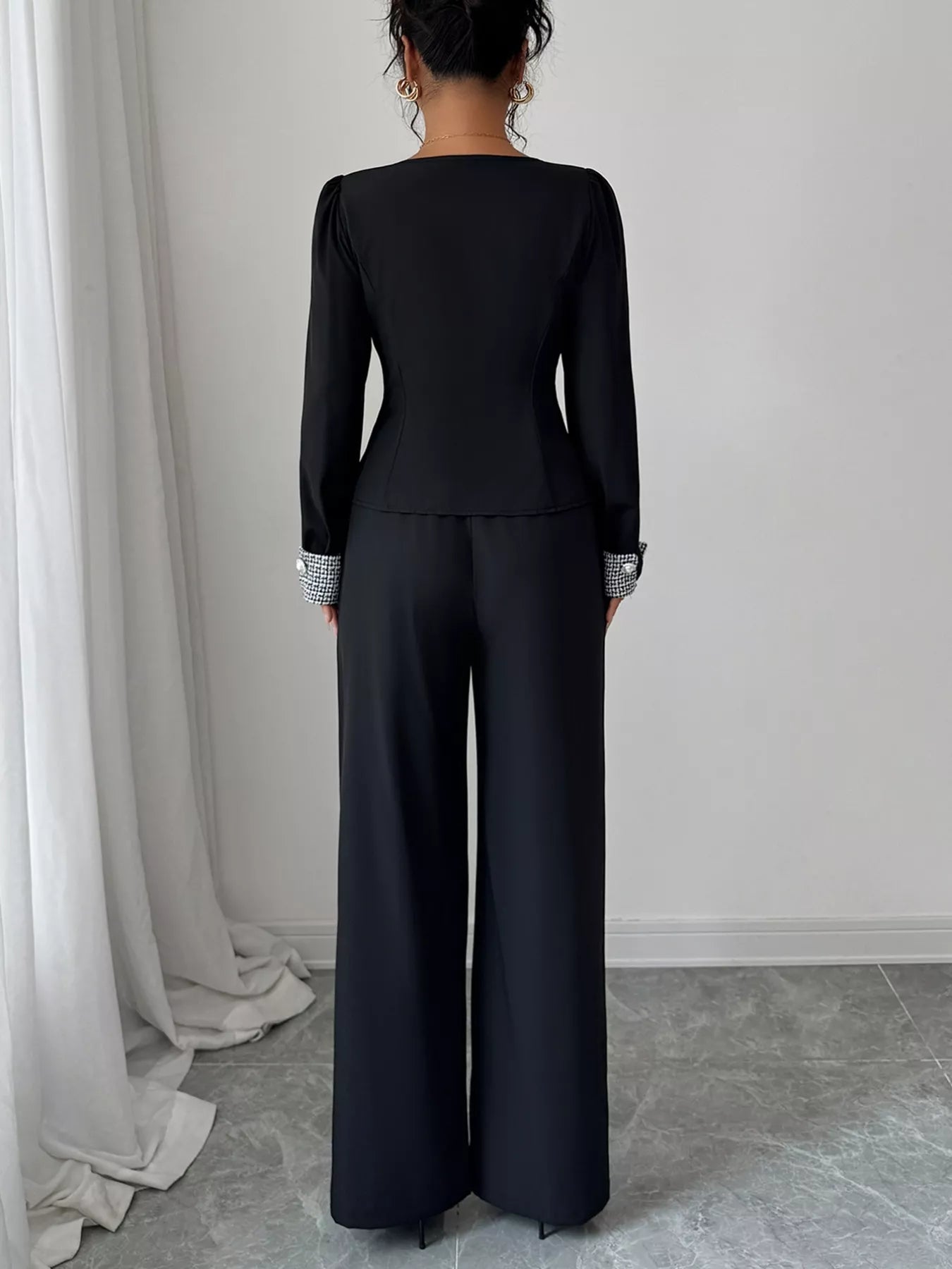 Long Sleeve Top and Wide Leg Pants Set - Flip Flop Dynasty