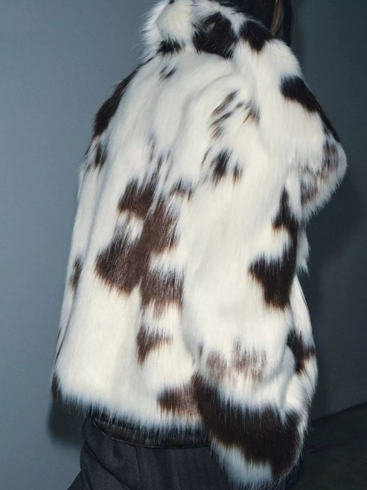 Luxurious Cow-Print Faux Fur Statement Coat - Flip Flop Dynasty