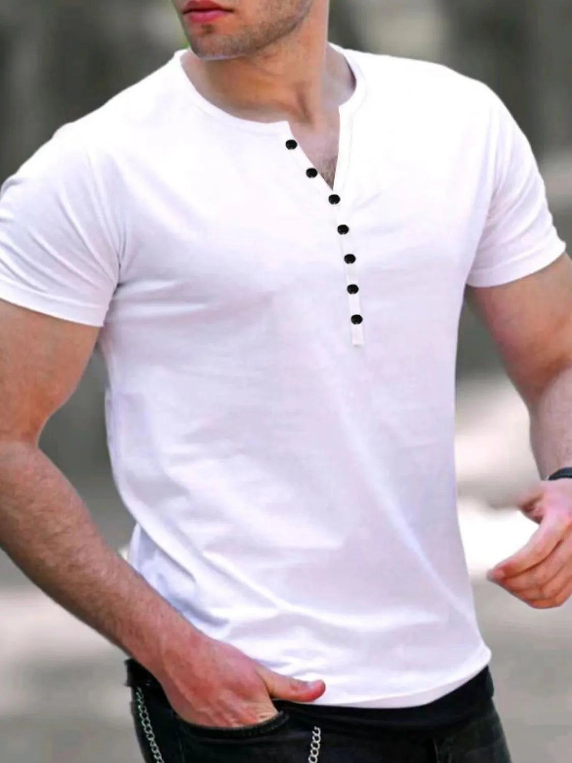 Men's Button Detail Short Sleeve Top - Flip Flop Dynasty