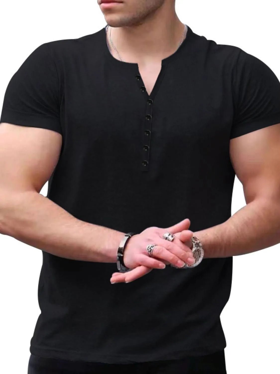 Men's Button Detail Short Sleeve Top - Flip Flop Dynasty