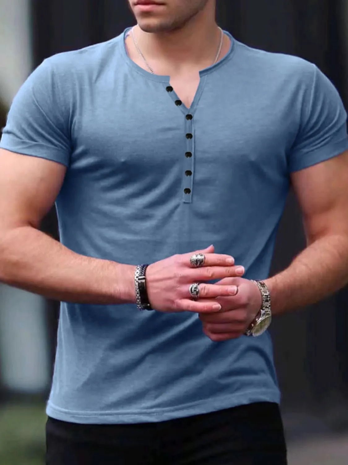 Men's Button Detail Short Sleeve Top - Flip Flop Dynasty