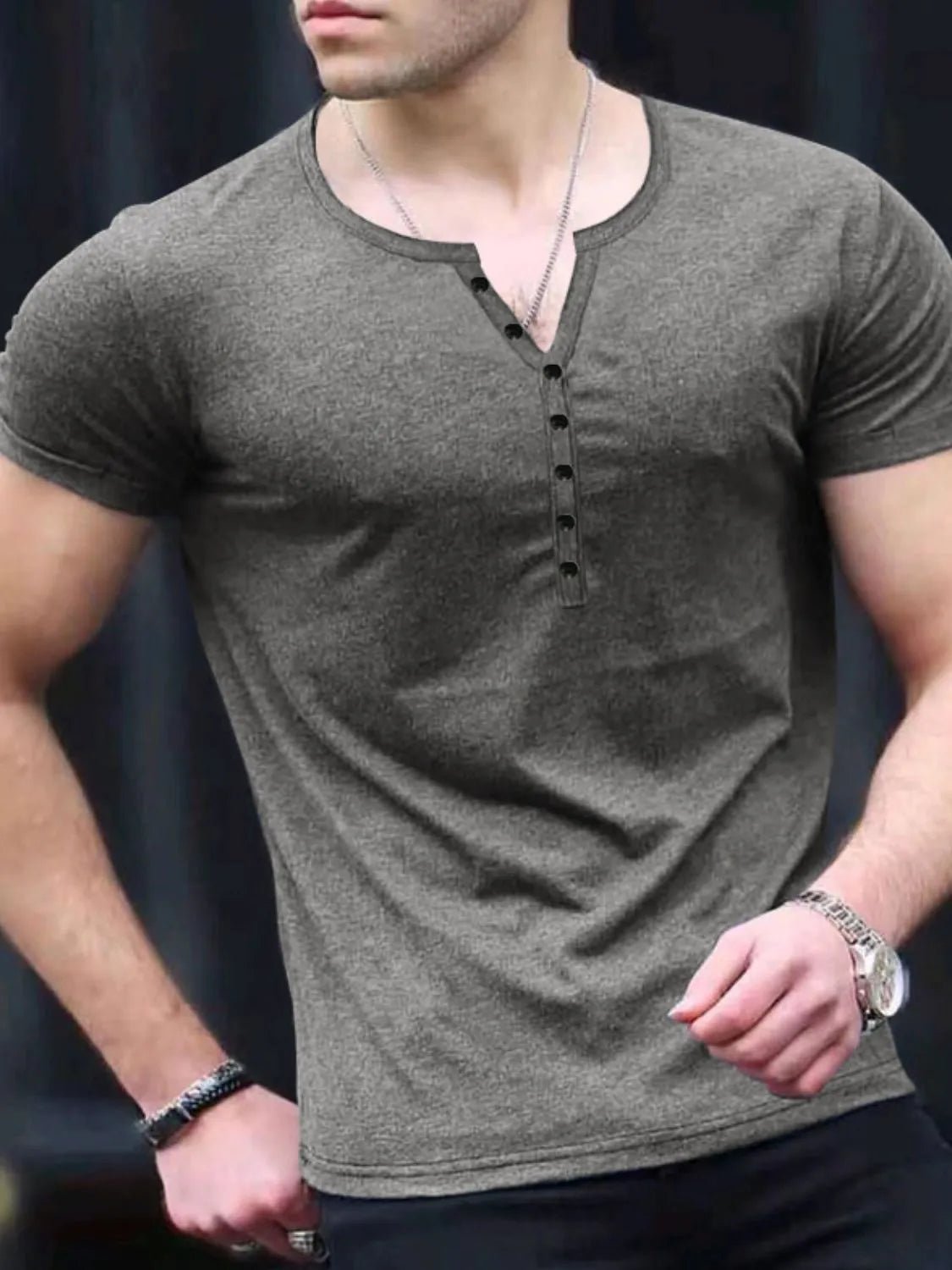Men's Button Detail Short Sleeve Top - Flip Flop Dynasty