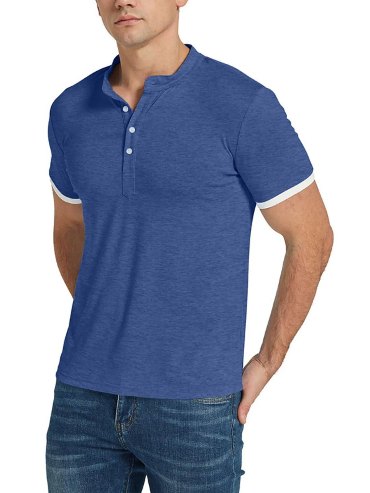 Men's Classic Contrast Trim Henley Top - Flip Flop Dynasty