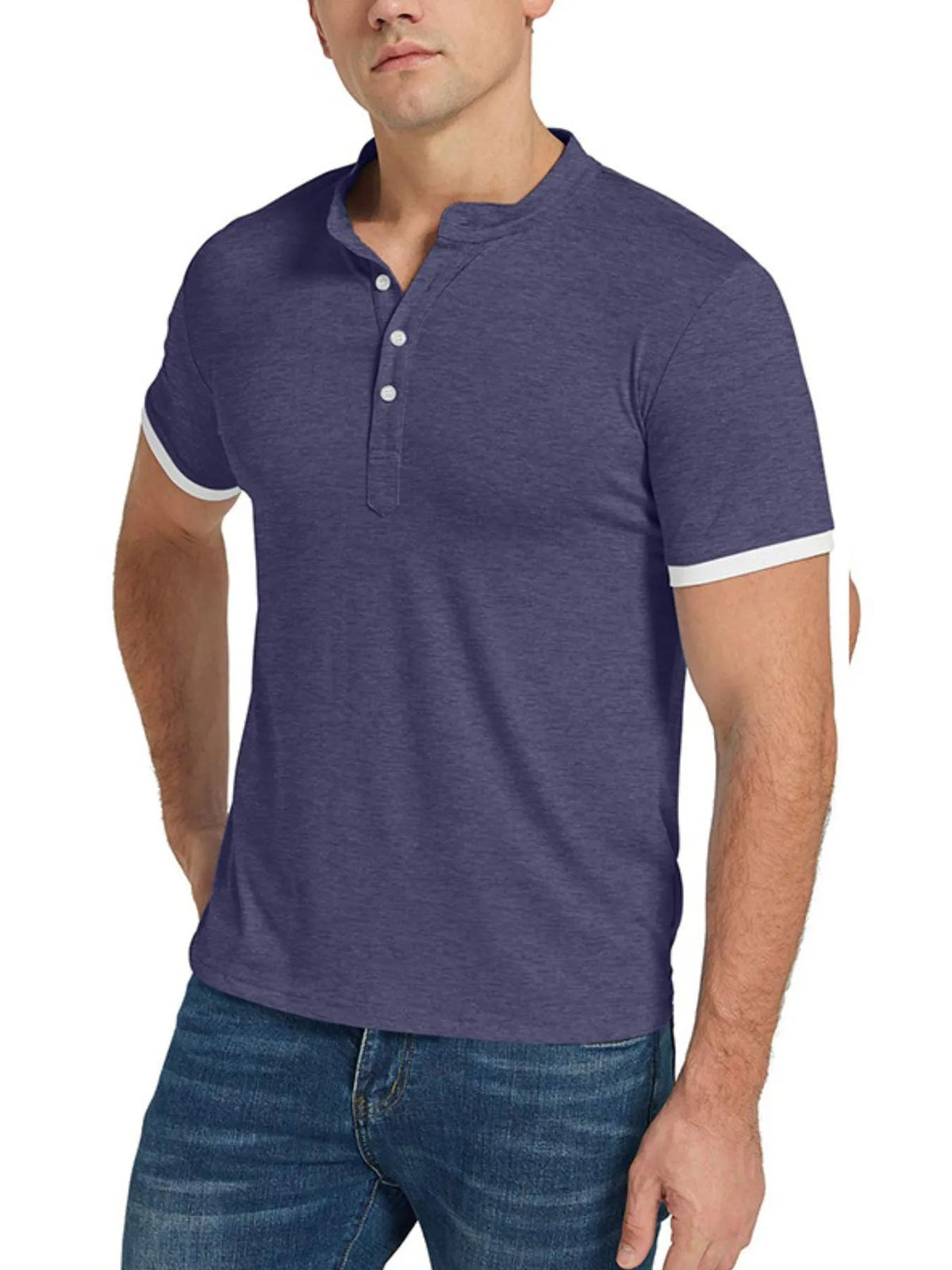 Men's Classic Contrast Trim Henley Top - Flip Flop Dynasty