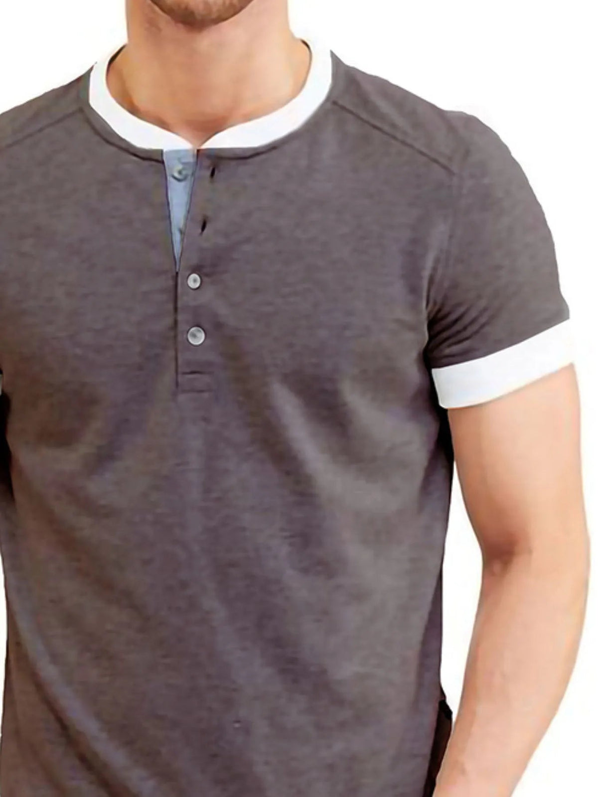Men's Contrast Trim Henley Top - Flip Flop Dynasty