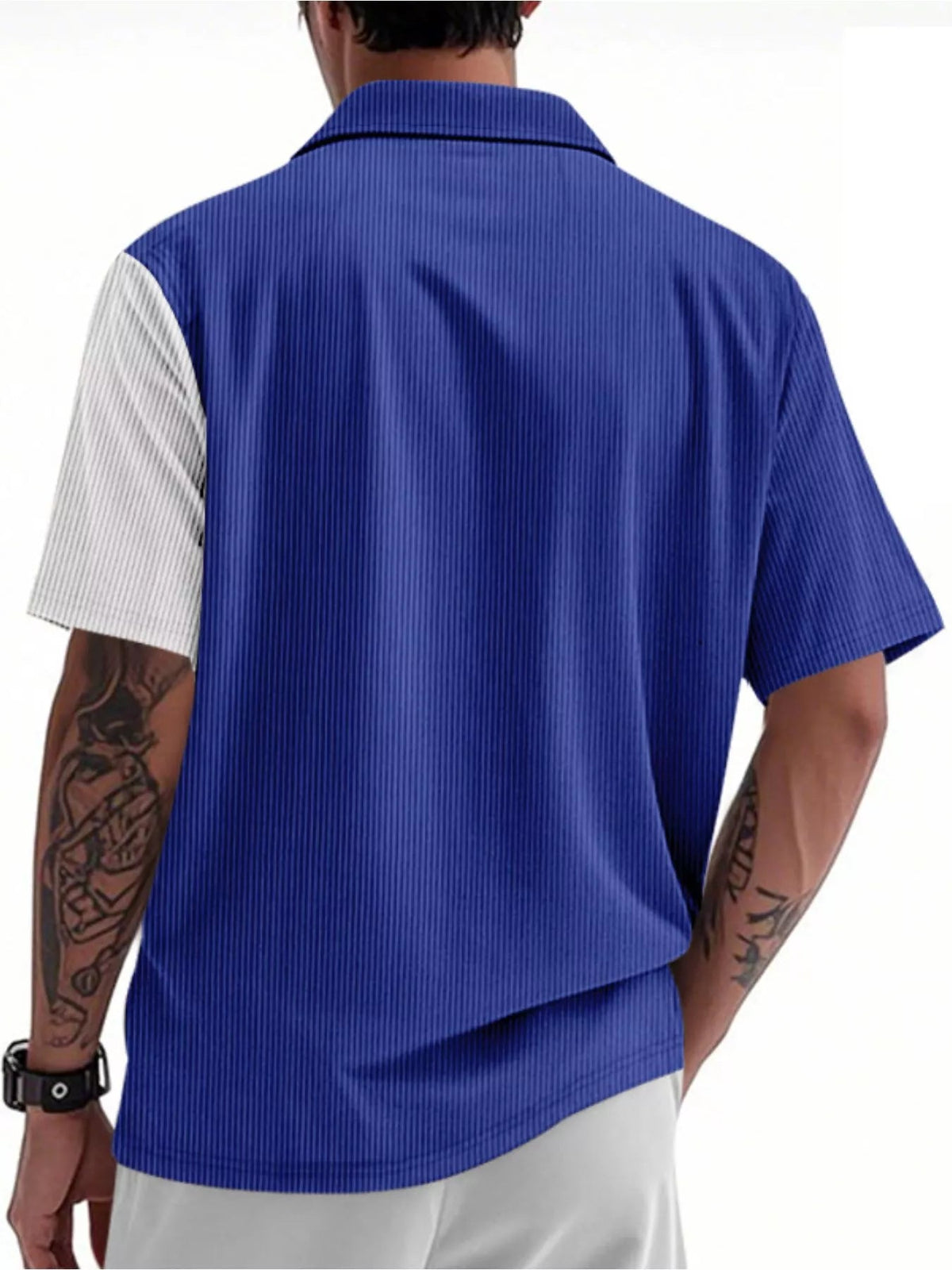 Men's Full Size Color Block Corduroy Short Sleeve Shirt Plus Size - Flip Flop Dynasty
