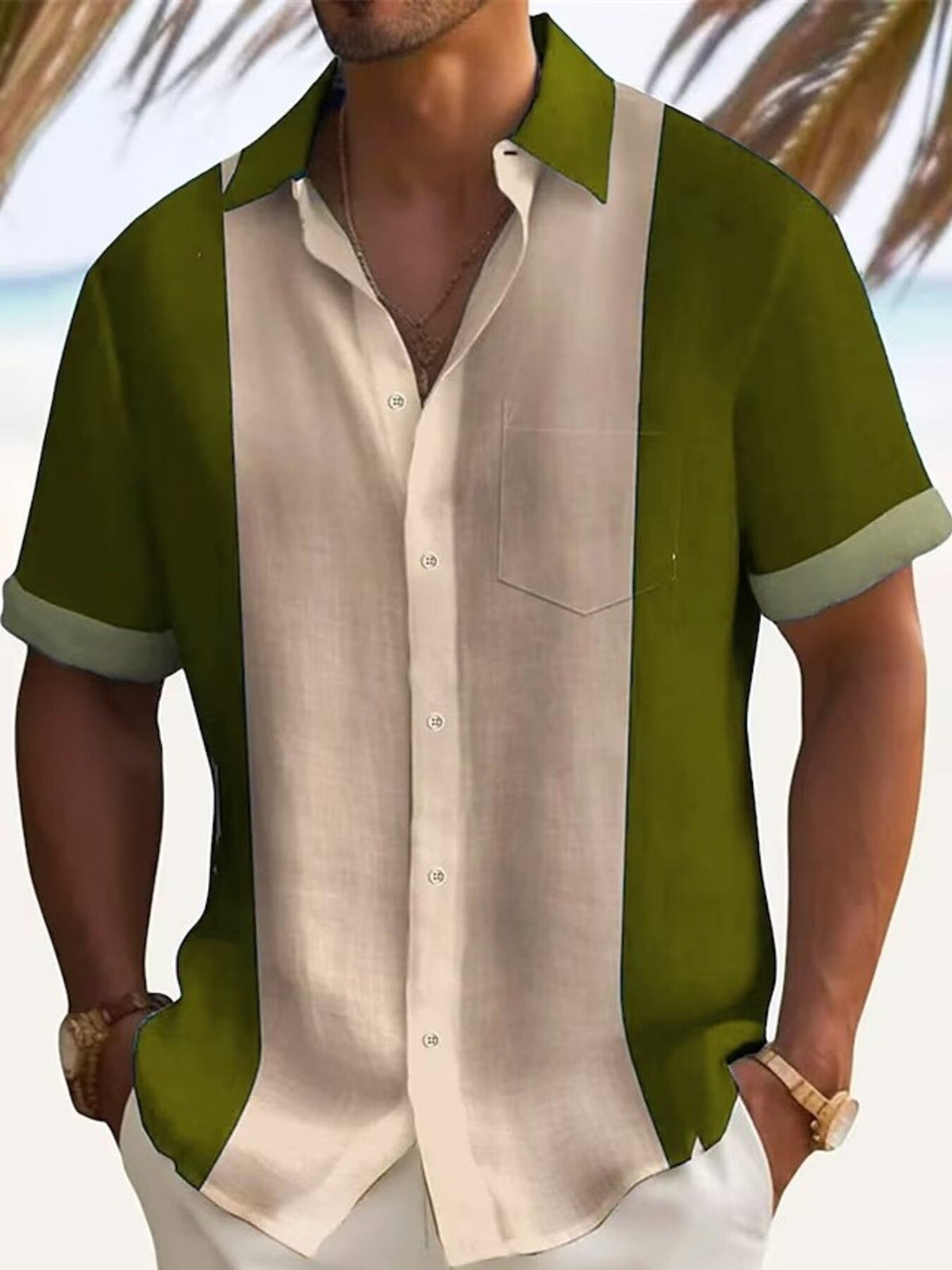 Men's Full Size Color Block Short Sleeve Shirt Plus Size - Flip Flop Dynasty